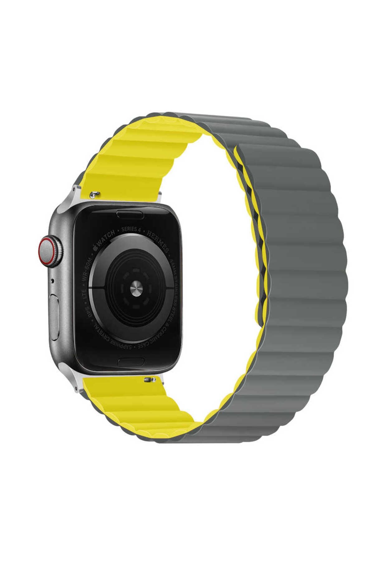 Watch Ultra 49mm Kordon Uyumlu KRD-52 Strap Kayış CLO- Gri-Turuncu