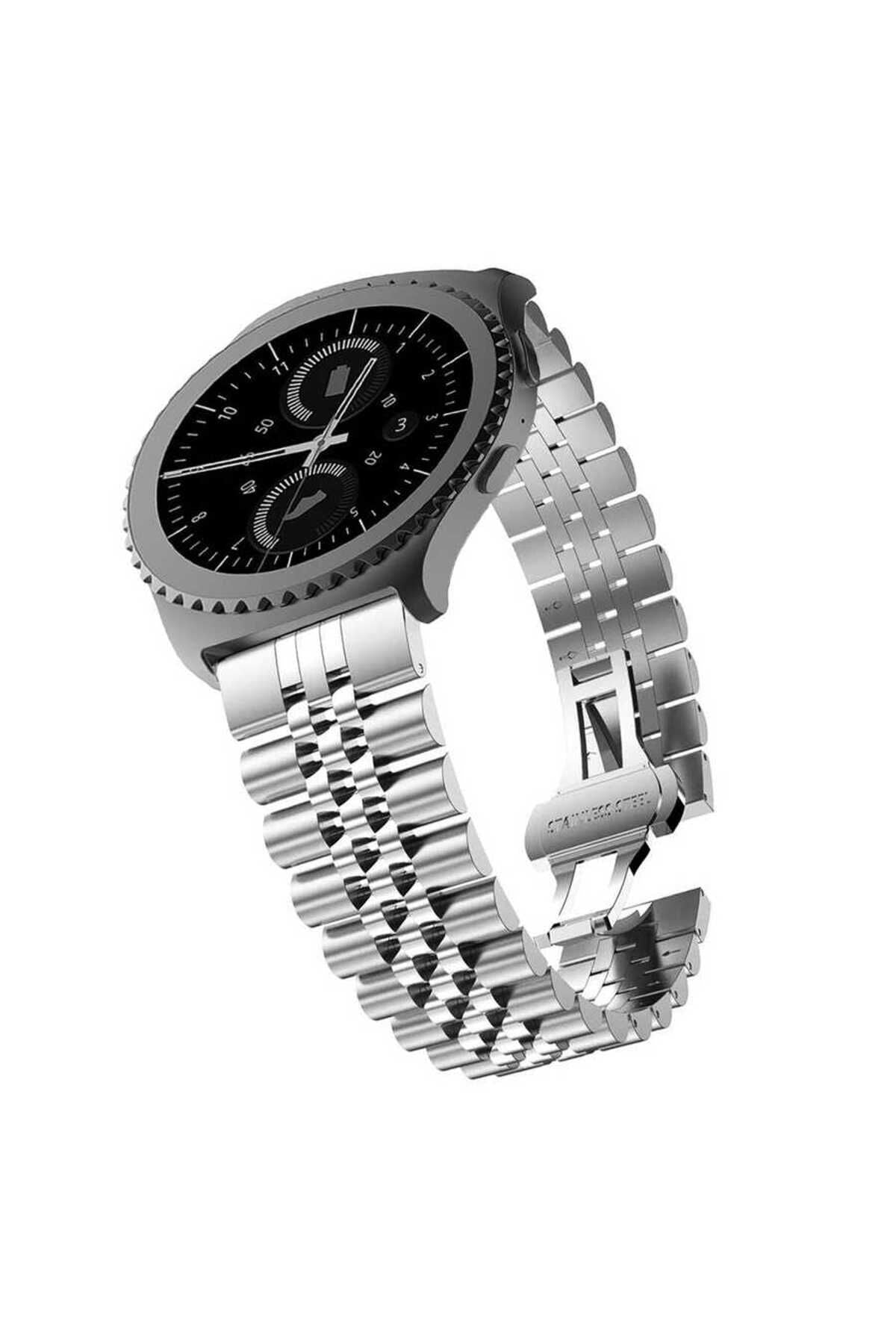 Galaxy Watch Active 2 44mm Uyumlu KRD-36 20mm Metal Zore Kordon-Gümüş-Rosegold