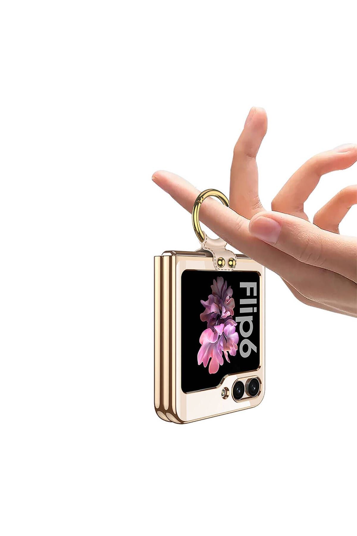 Galaxy Z Flip 6 Kılıf Zore Yüzüklü Kıpta Kapak-Siyah