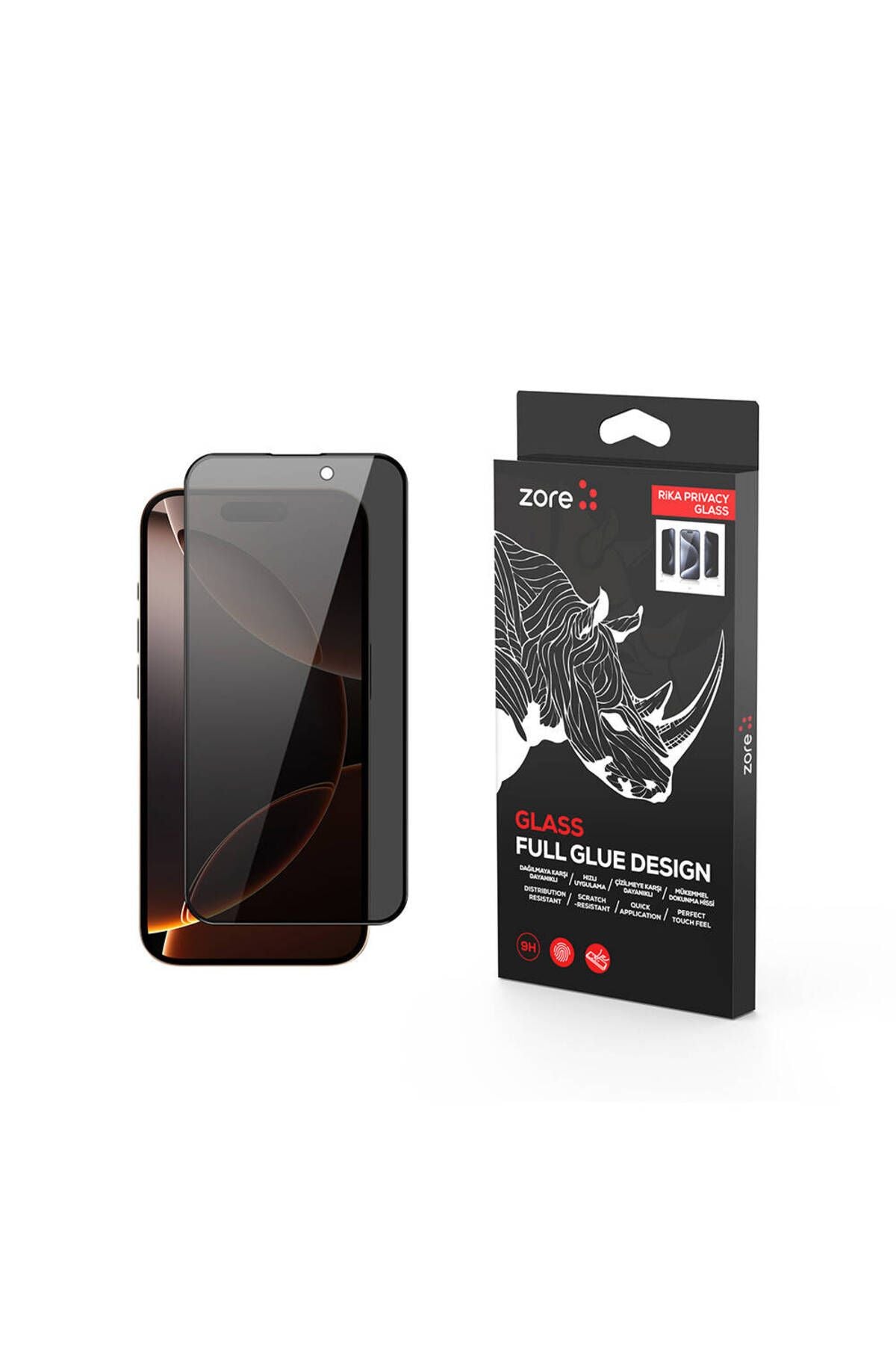 iPhone 16 Pro  Uyumlu Rika Premium Privacy Temperli Cam Ekran Koruyucu