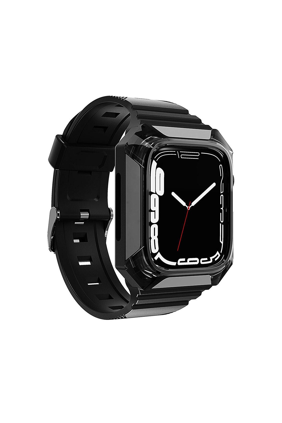 Watch 7 45mm Uyumlu KRD-88 Sert PC Kasa Koruyuculu Uyumlu Zore Kordon-Siyah