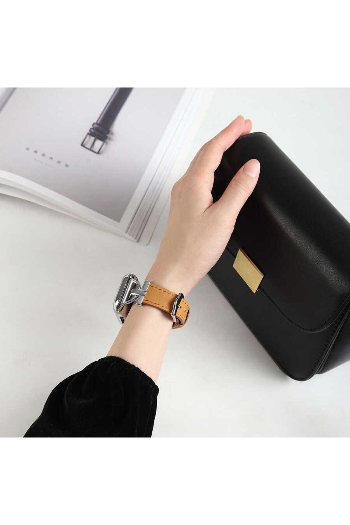 Watch Ultra 49mm Kordon Uyumlu KRD-53 Deri Strap Kayış CLO- Siyah
