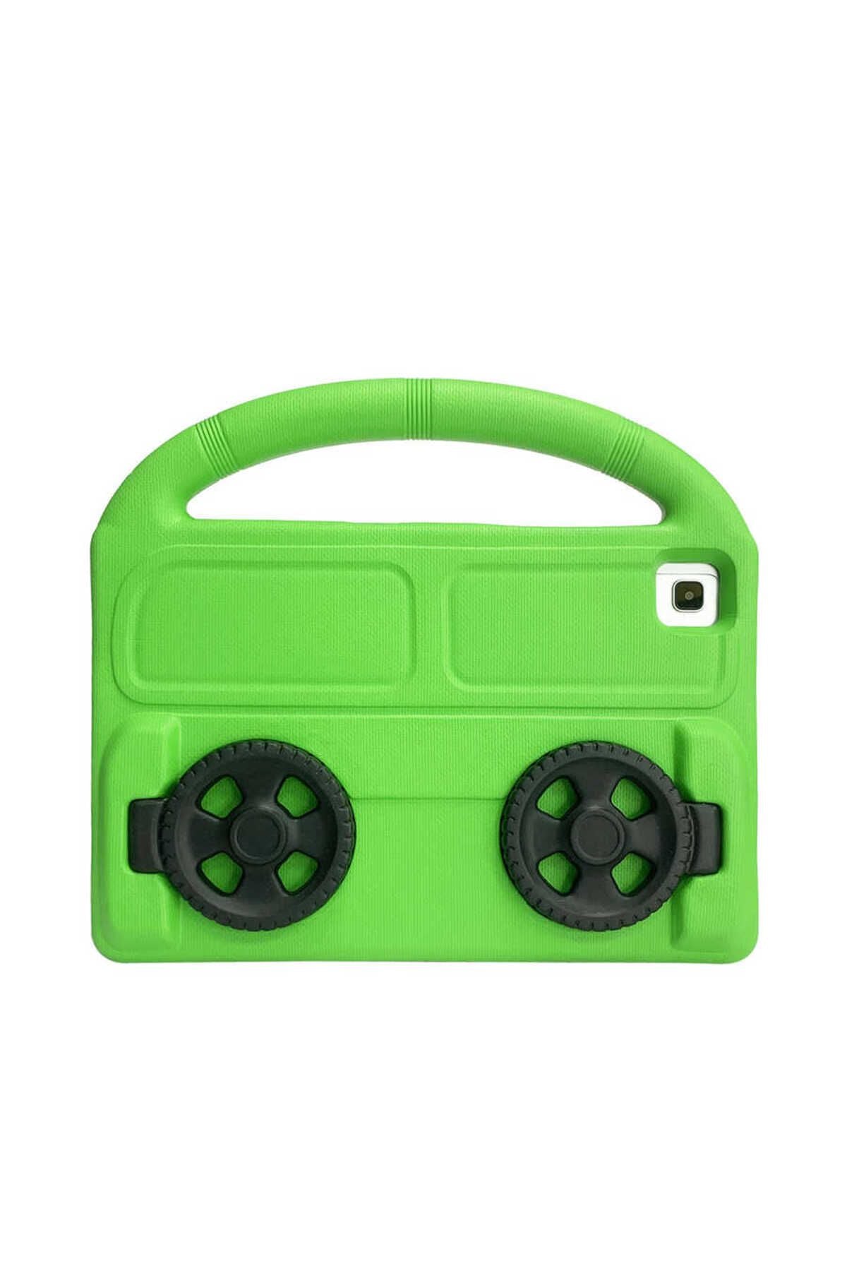 Galaxy Tab A7 10.4 T500 2020  Uyumlu Zore Wheel Car Tekerlek Standlı Tablet Eva Silikon Kılıf-Mavi