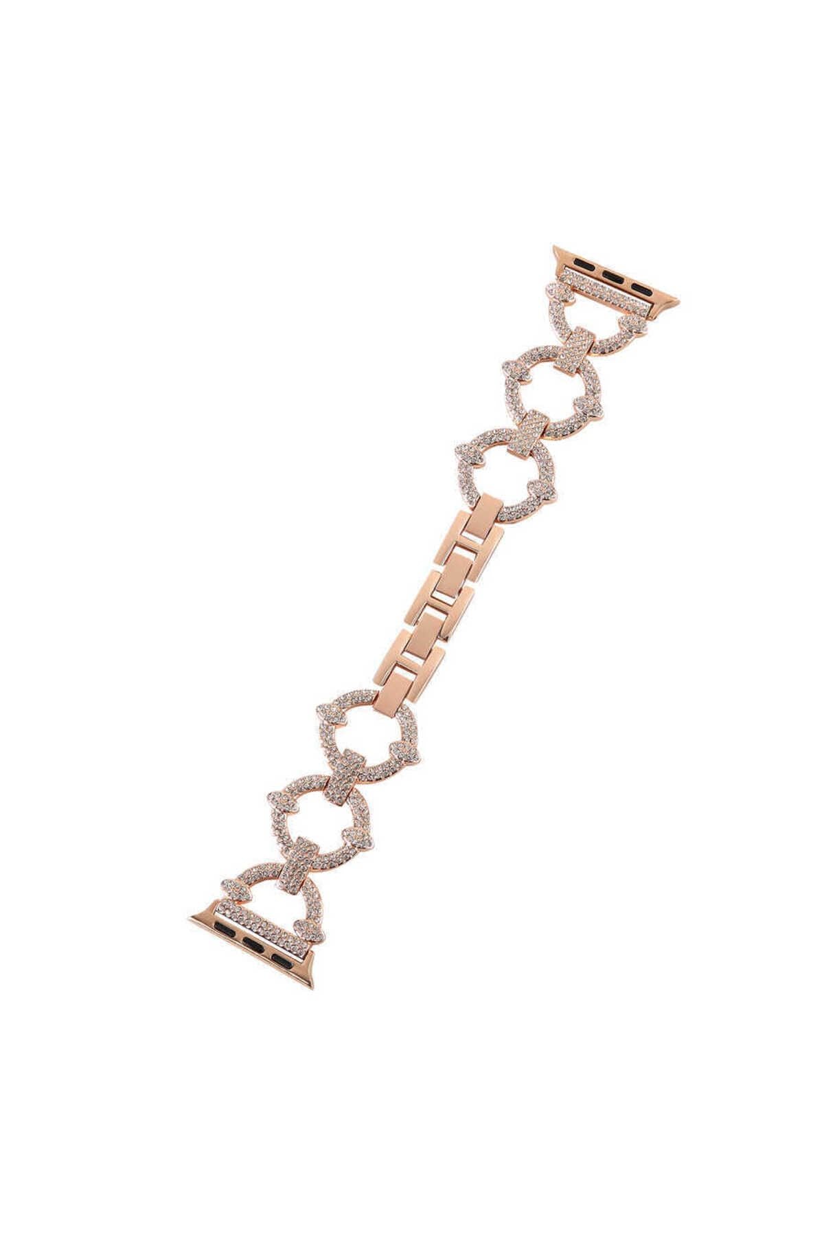 Watch Ultra 49mm Kordon Uyumlu KRD-57 Metal Strap Kayış CLO- Rose Gold