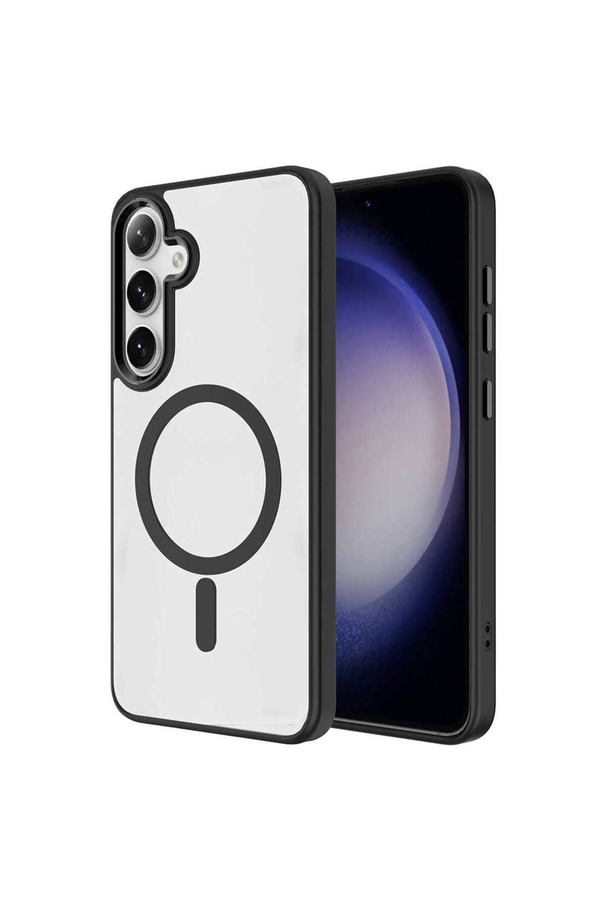 Galaxy S24 Kılıf Magsafe Şarj Özellikli TQR Krom Magsafe Silikon Kapak - Sierra Mavi