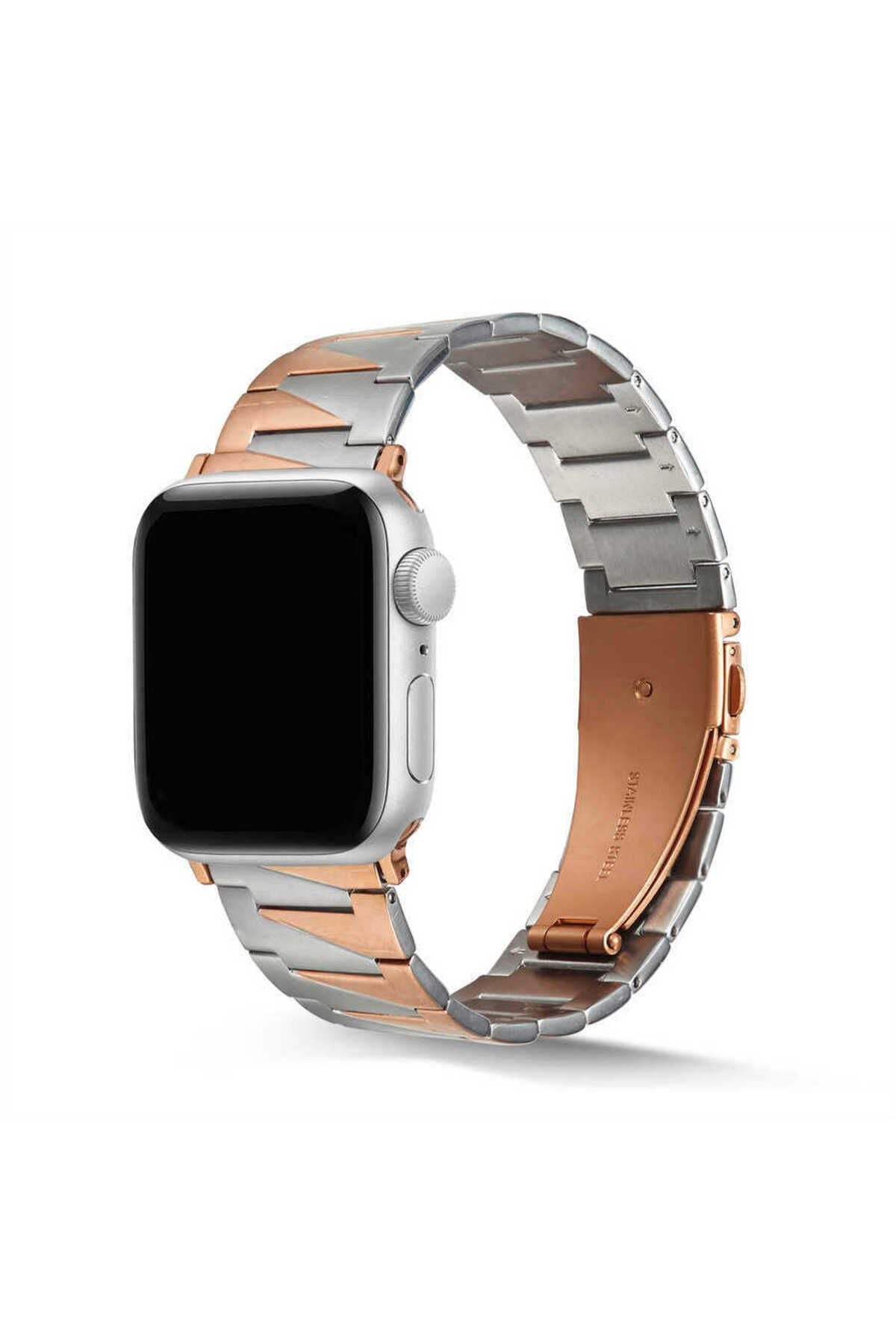 Watch Ultra 49mm Kordon Uyumlu KRD-48 Metal Strap Kayış CLO- Rose Gold