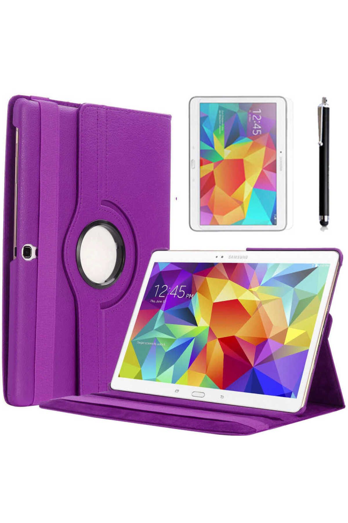 Galaxy Tab 4 10.1 T530  Uyumlu Zore Dönebilen Standlı Kılıf-Beyaz