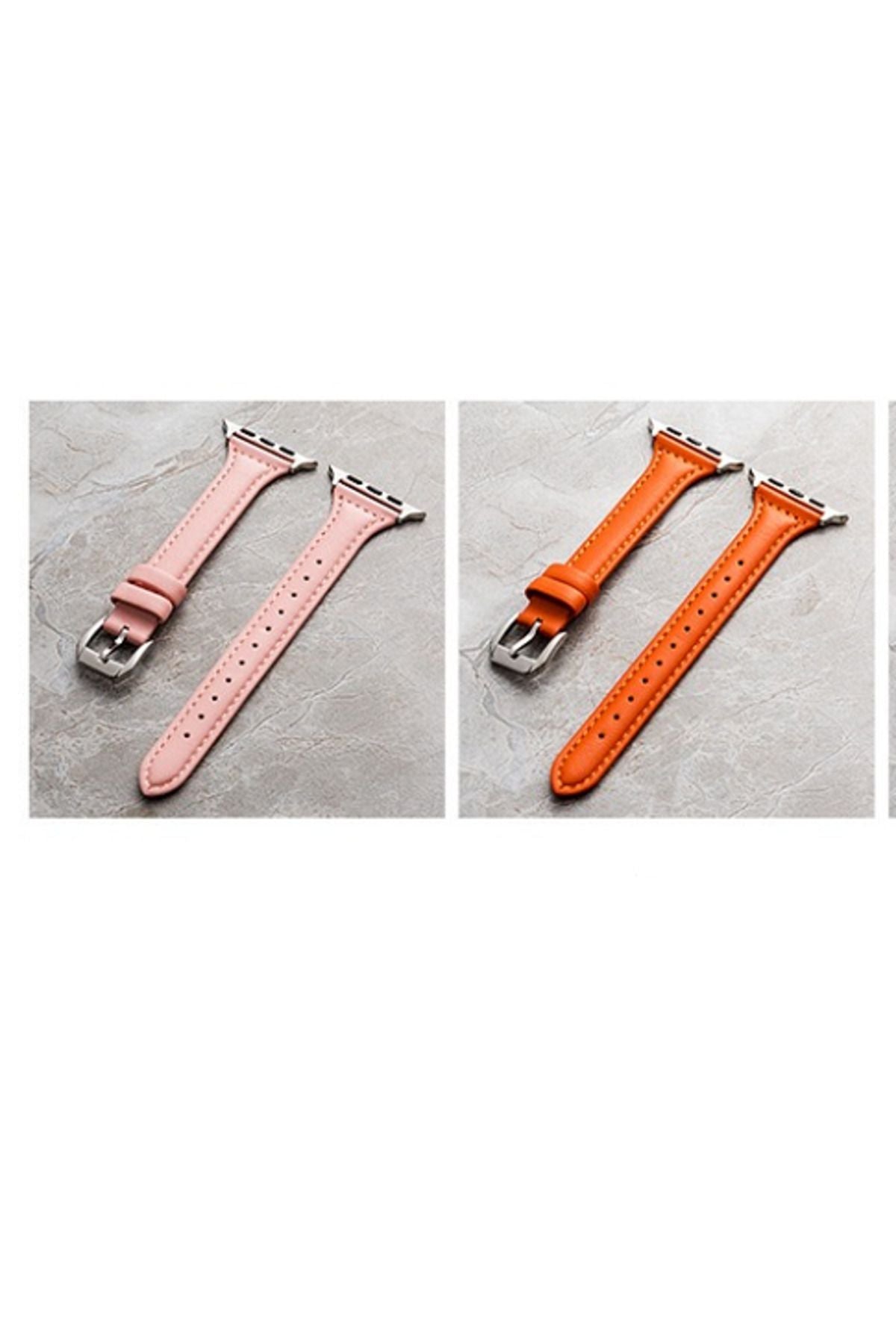 Watch Ultra 49mm Kordon Uyumlu KRD-28 Deri Strap Kayış CLO- Pembe