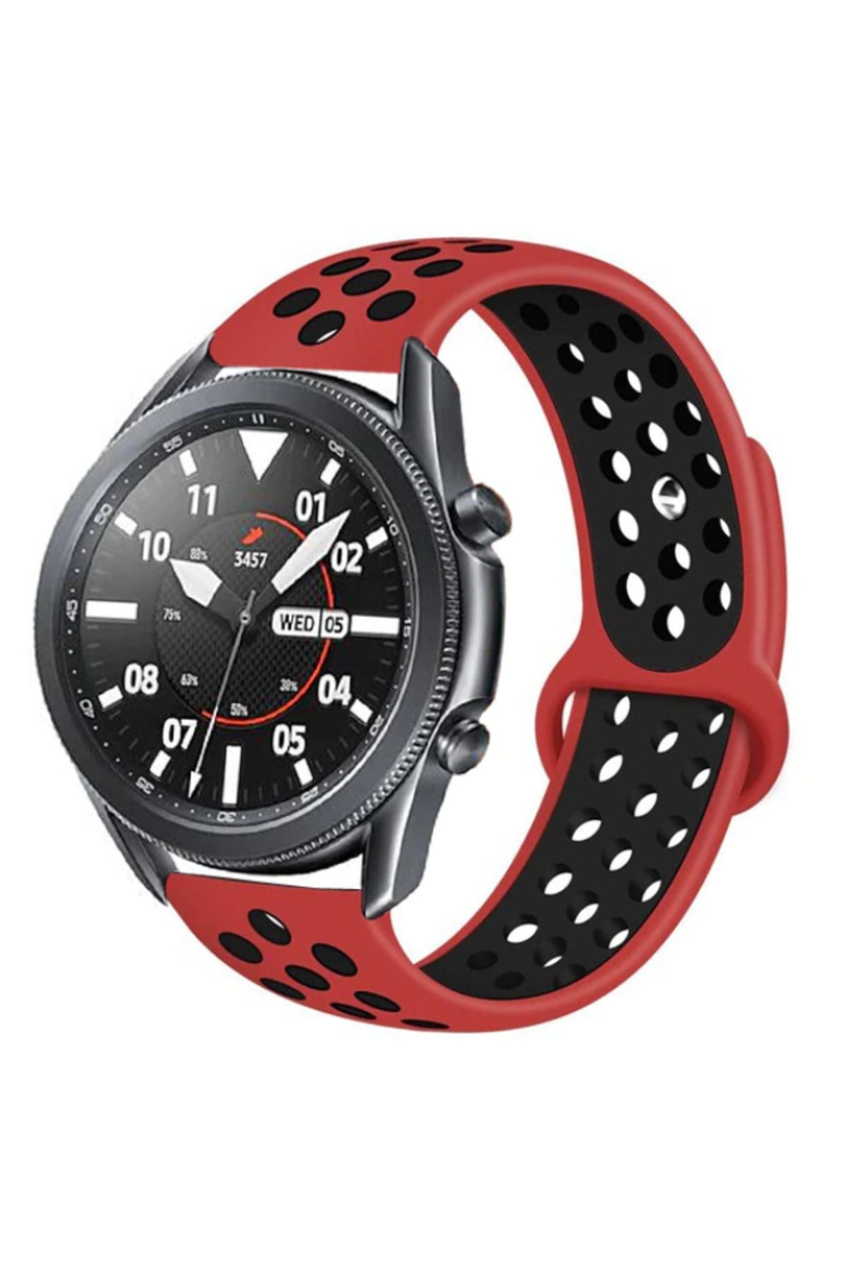 Galaxy Watch 46mm (22mm) KRD-02 Uyumlu Zore Kordon-Kırmızı-Siyah