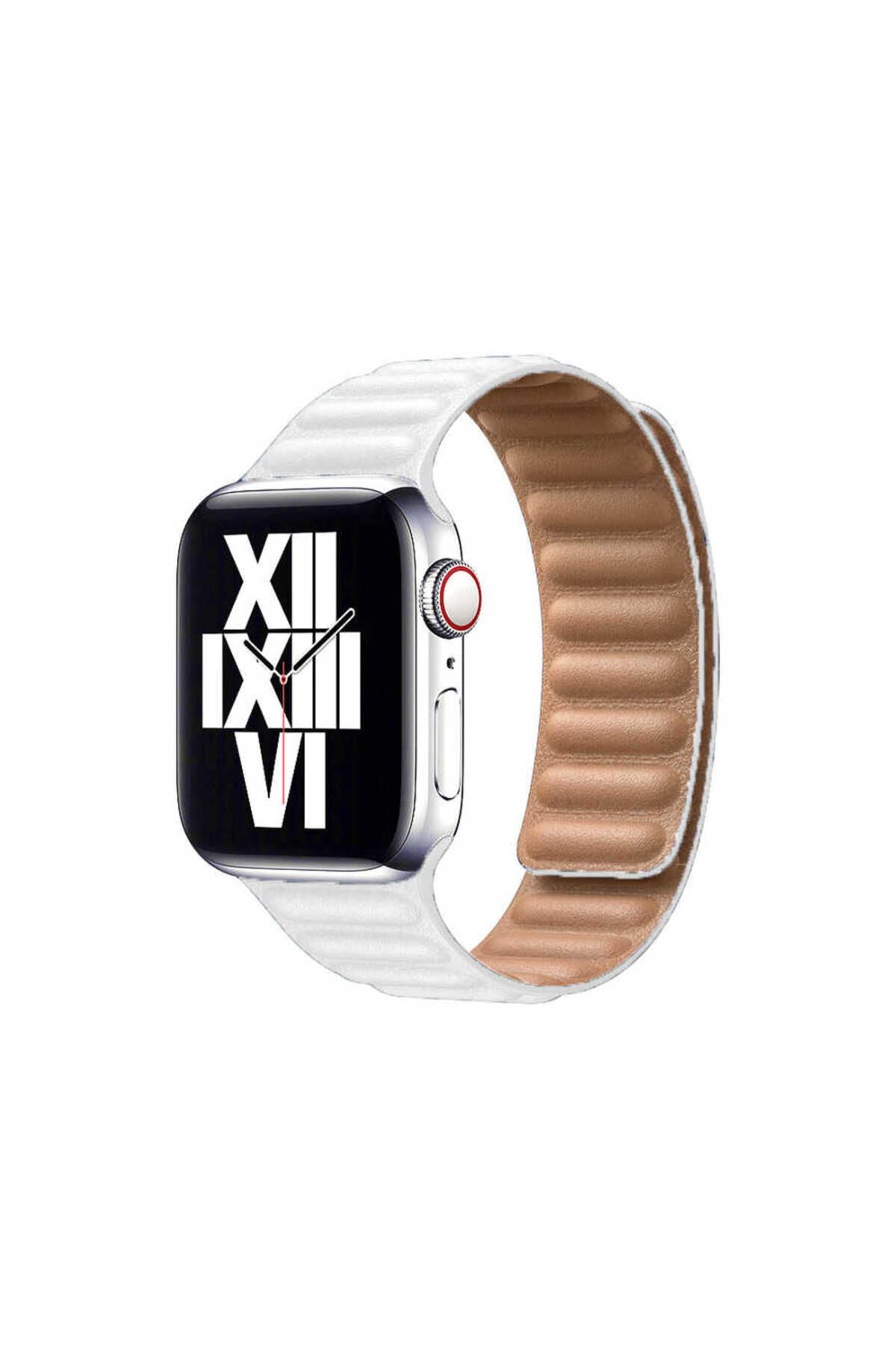 Watch Ultra 49mm Kordon Uyumlu KRD-34 Deri Strap Kayış CLO- Lacivert