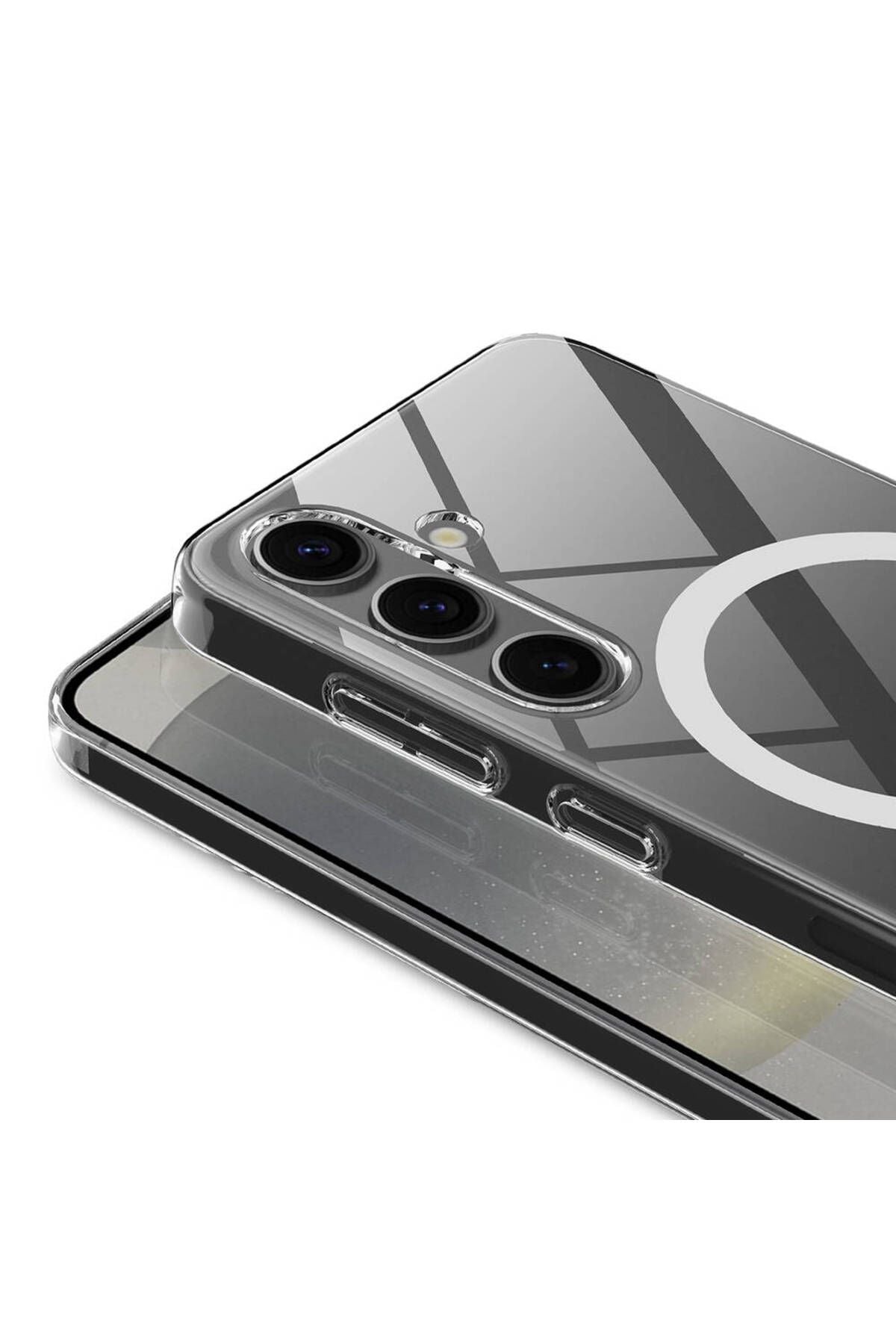 Galaxy S24 Plus Kılıf Kamera Korumalı Magsafe Sert PC Zore Porto Kapak-Renksiz