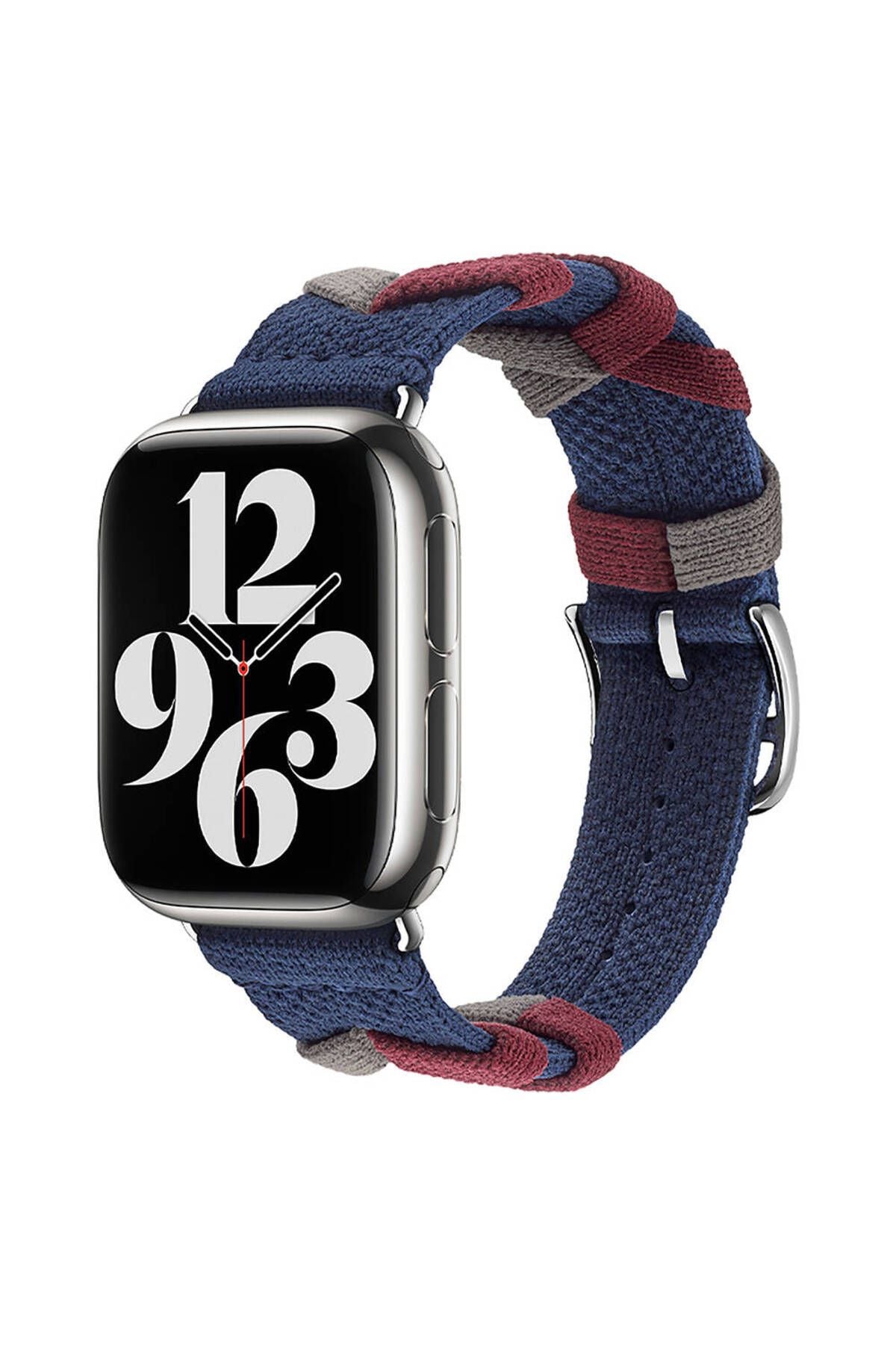 Watch 44mm Uyumlu CLO- KRD-97 Sarmal Örgü Tasarımlı Kordon-Koyu Siyah