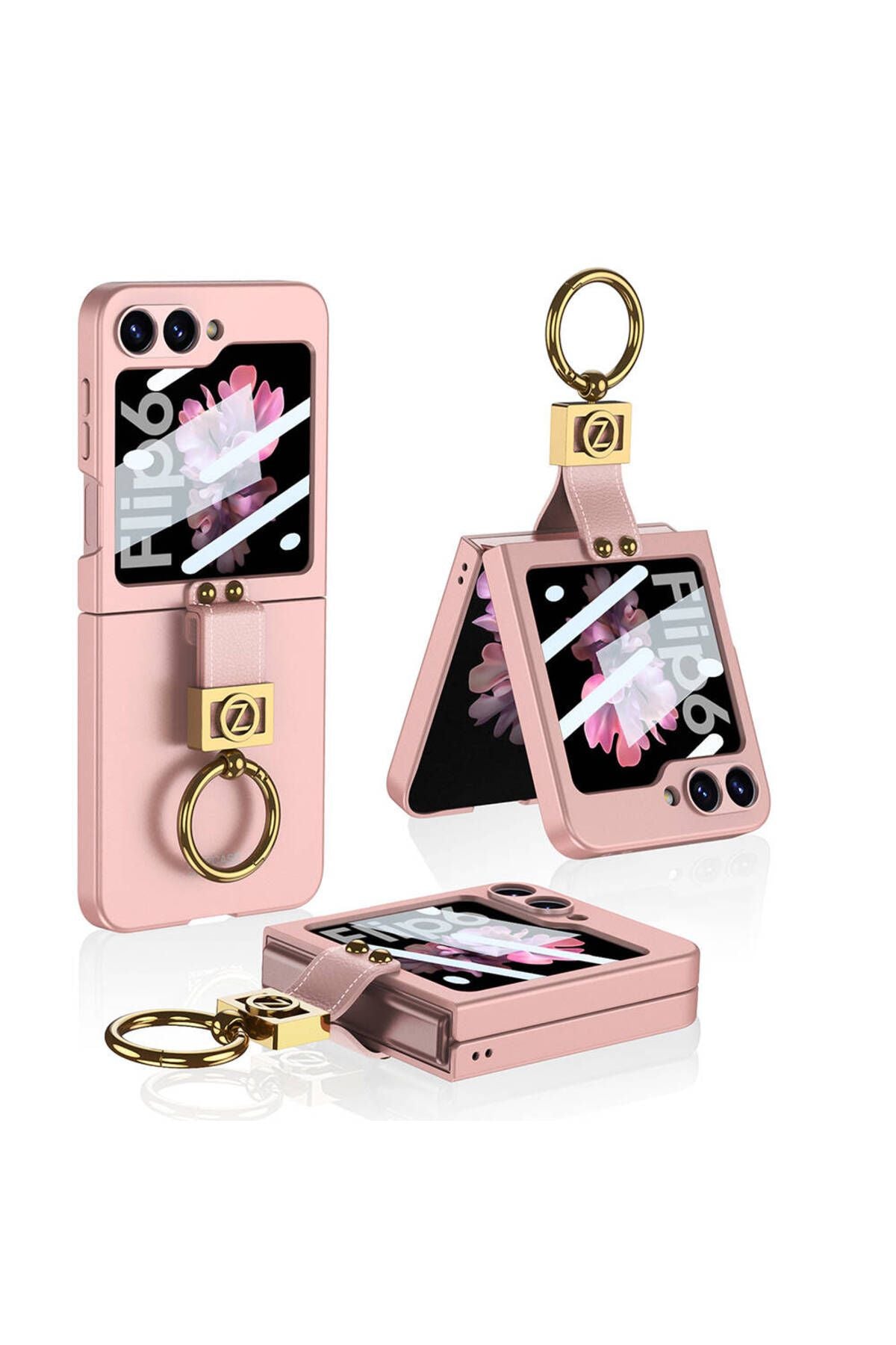 Galaxy Z Flip 6 Kılıf Zore Z Harfli Yüzüklü Kıpta Kapak-Koyu Yeşil