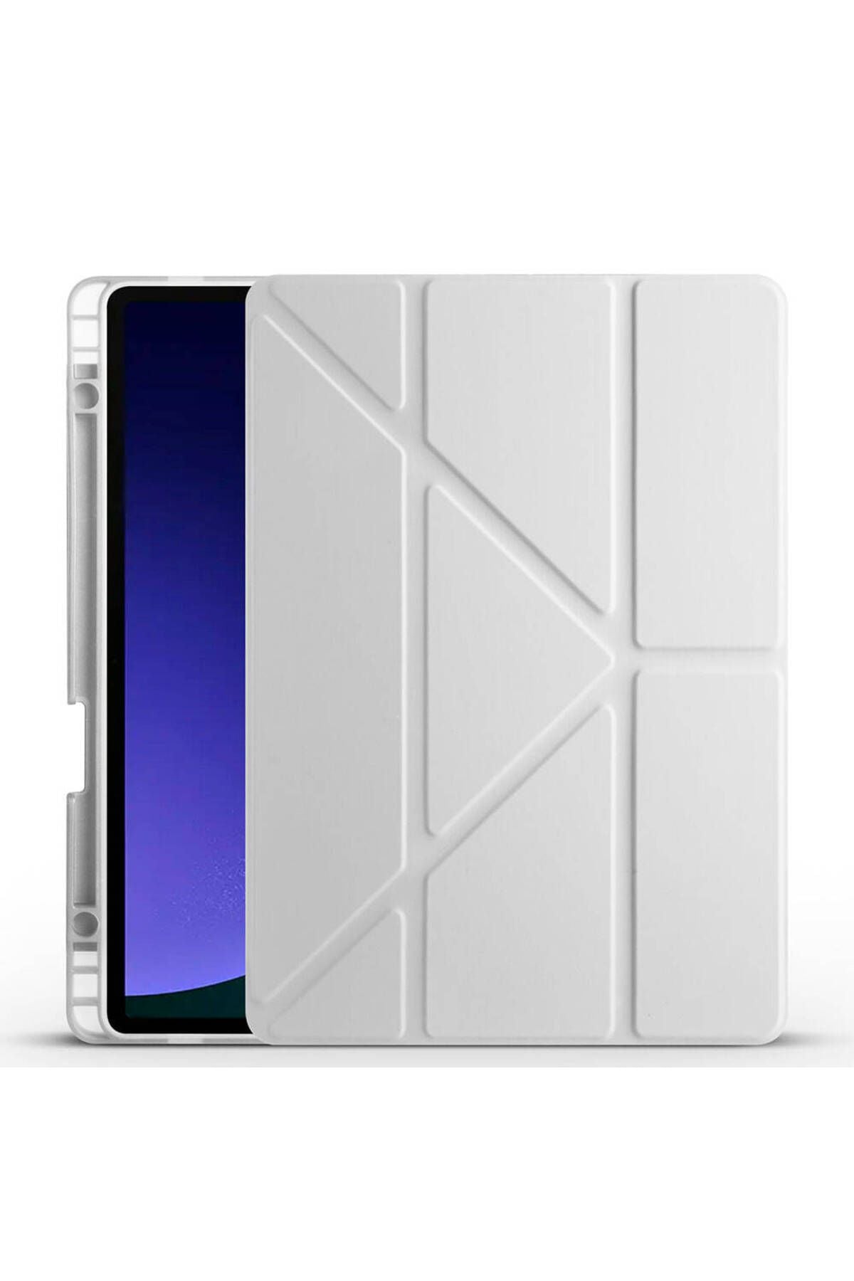 Galaxy Tab S9 Kılıf  Uyumlu Zore Tri Folding Kalem Bölmeli Standlı Kılıf-Rose Gold