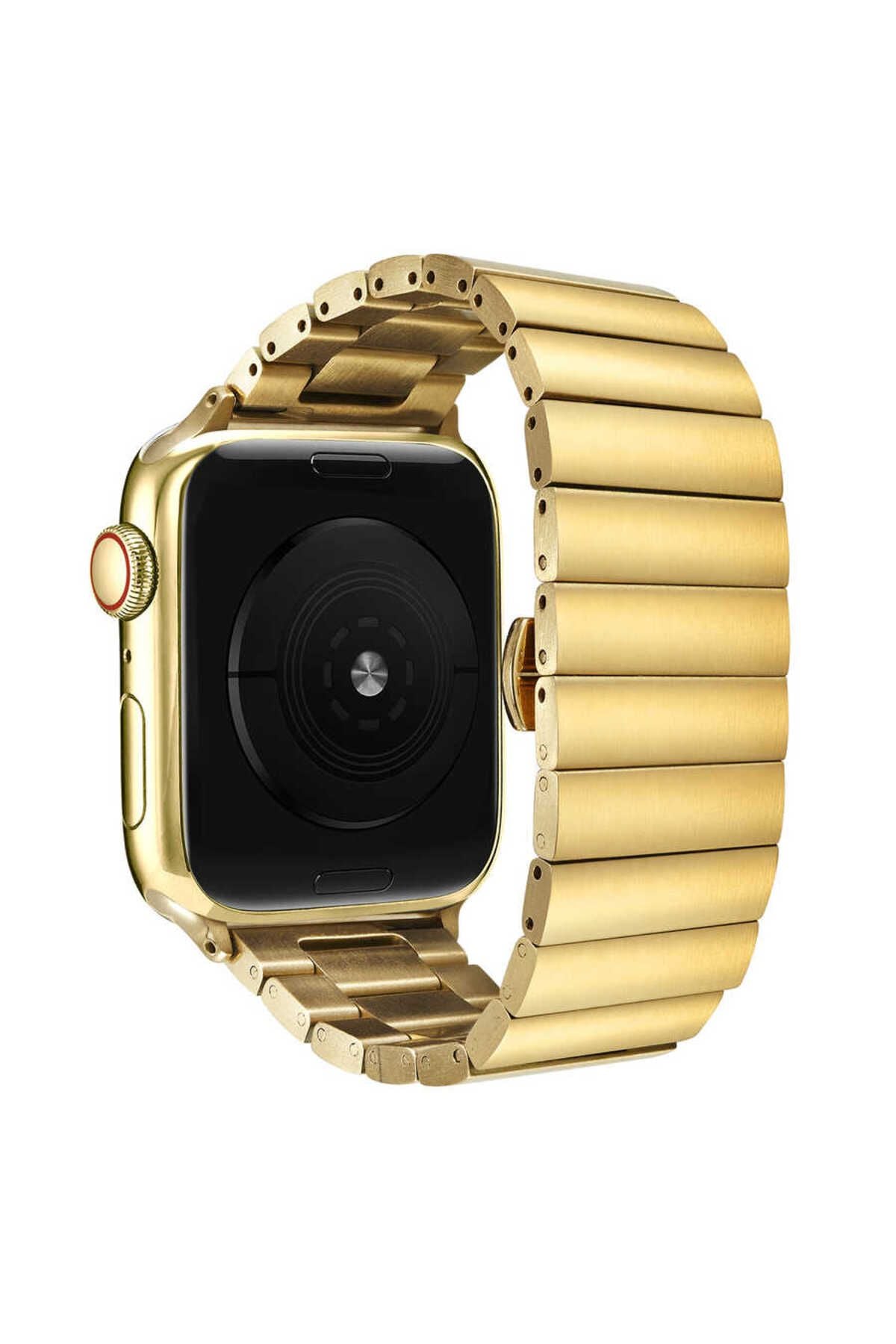 Watch Ultra 49mm Kordon Uyumlu KRD-41 Metal Strap Kayış CLO- Gold