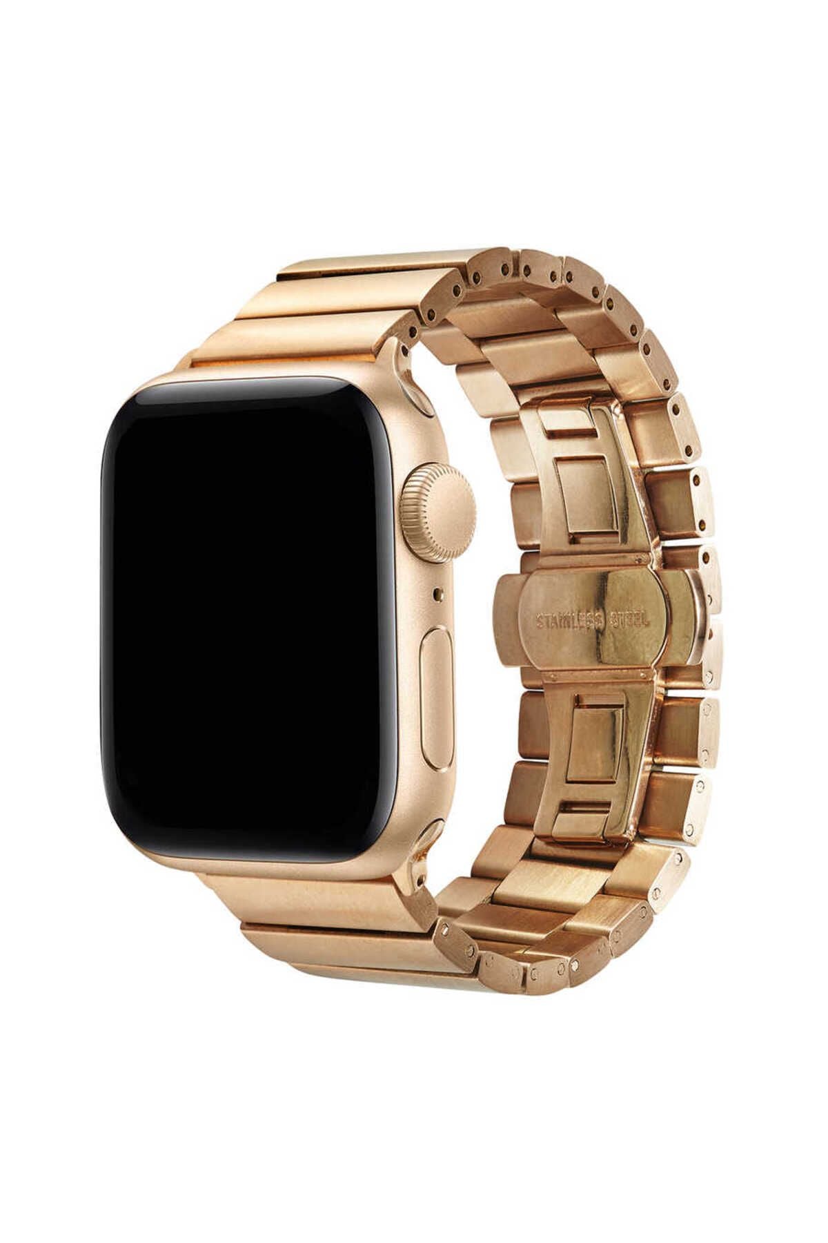 Watch Ultra 49mm Kordon Uyumlu KRD-41 Metal Strap Kayış CLO- Gold