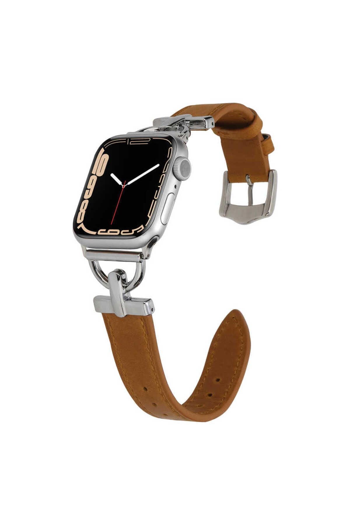 Watch Ultra 49mm Kordon Uyumlu KRD-53 Deri Strap Kayış CLO- Siyah