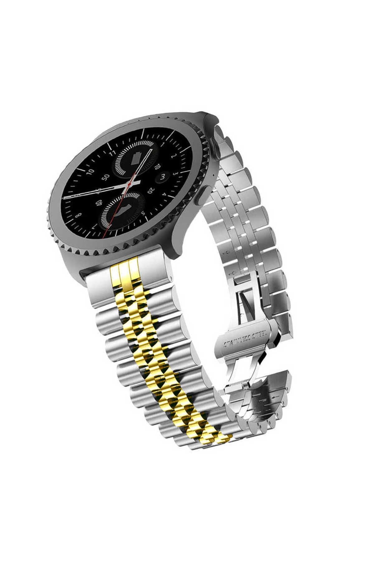 Galaxy Watch 42mm Uyumlu KRD-36 20mm Metal Zore Kordon-Gümüş-Gold