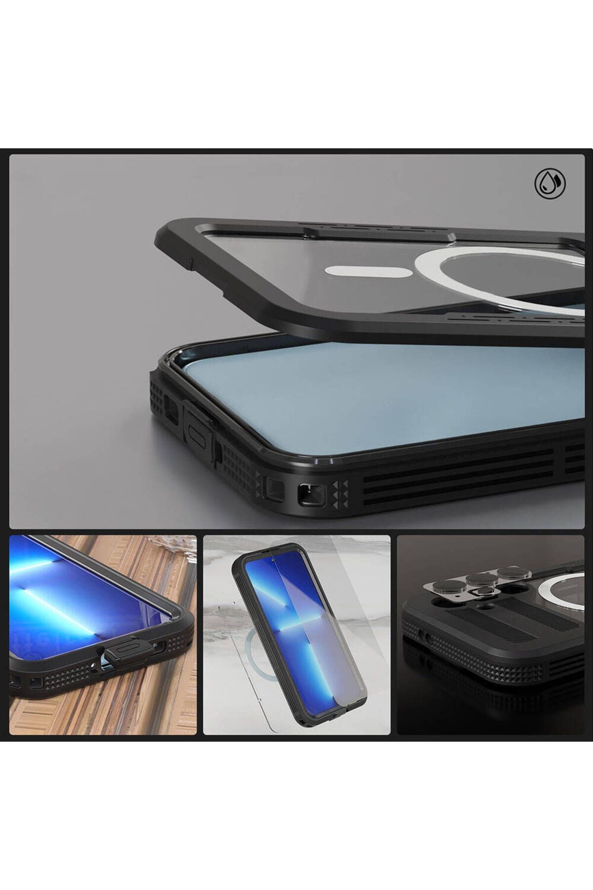 Galaxy S24 Kılıf Magsafe Şarj Özellikli 1-1 Su Geçirmez Kılıf - Siyah