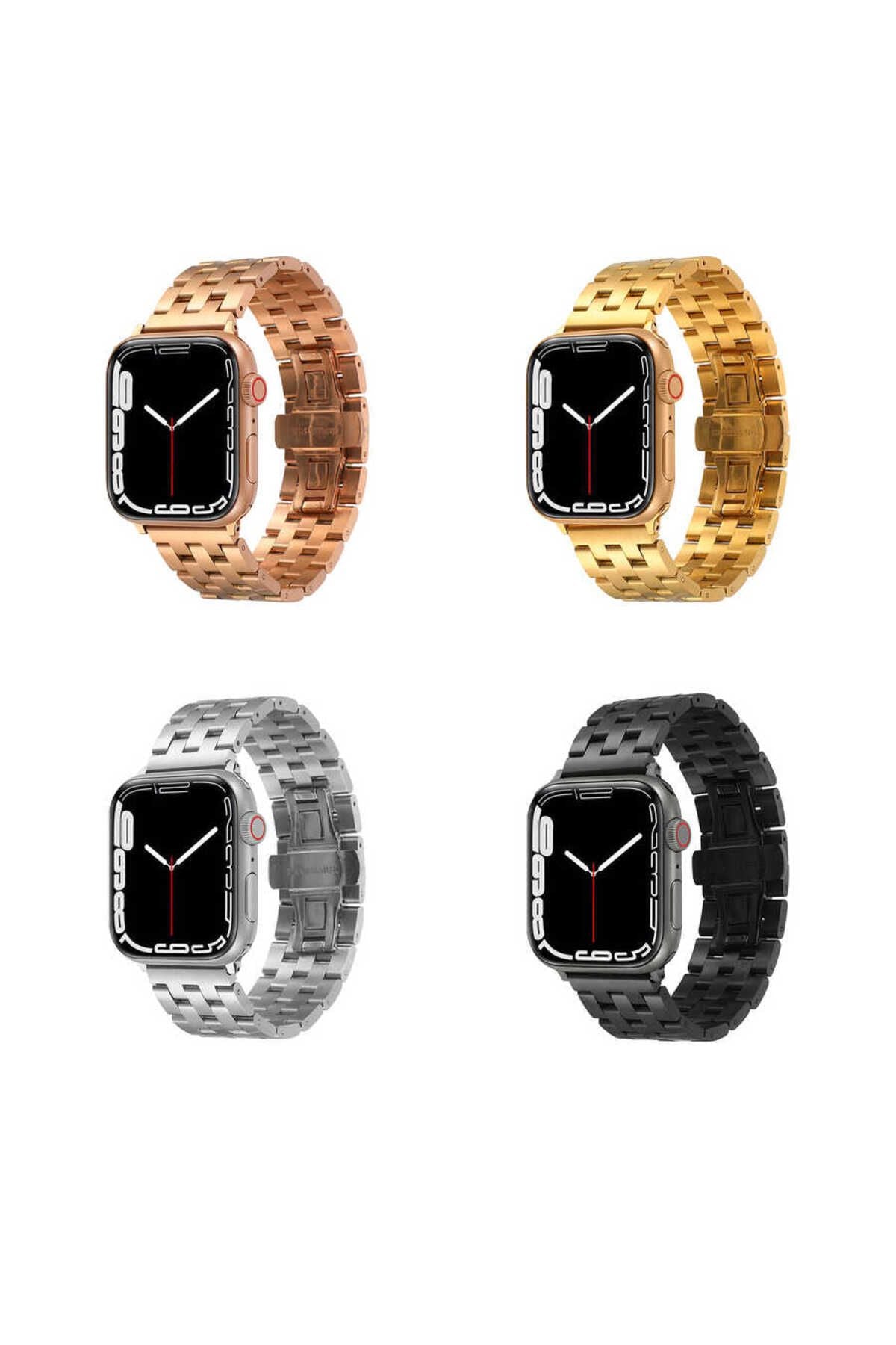Watch Ultra 49mm Kordon Uyumlu KRD-20 Metal Strap Kayış CLO- Gold