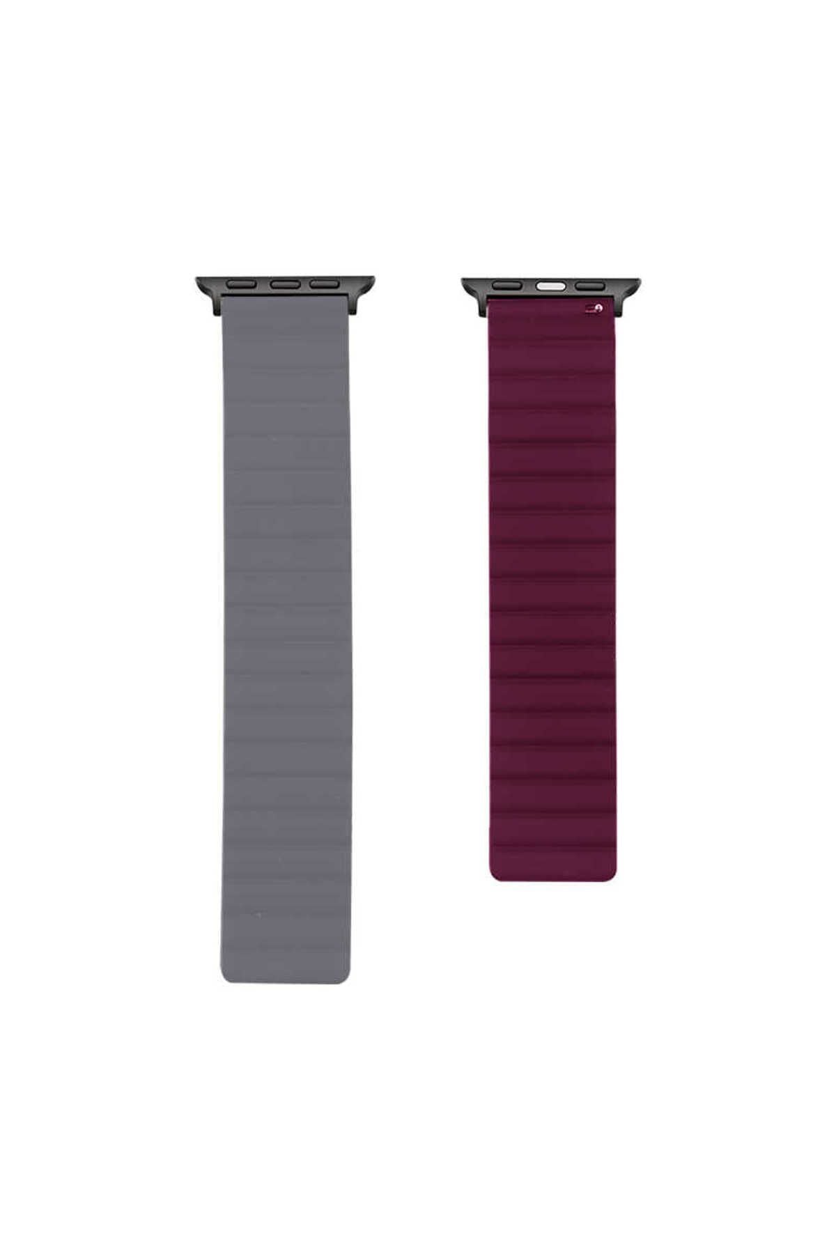 Watch Ultra 49mm Kordon Uyumlu KRD-52 Strap Kayış CLO- Gri-Turuncu