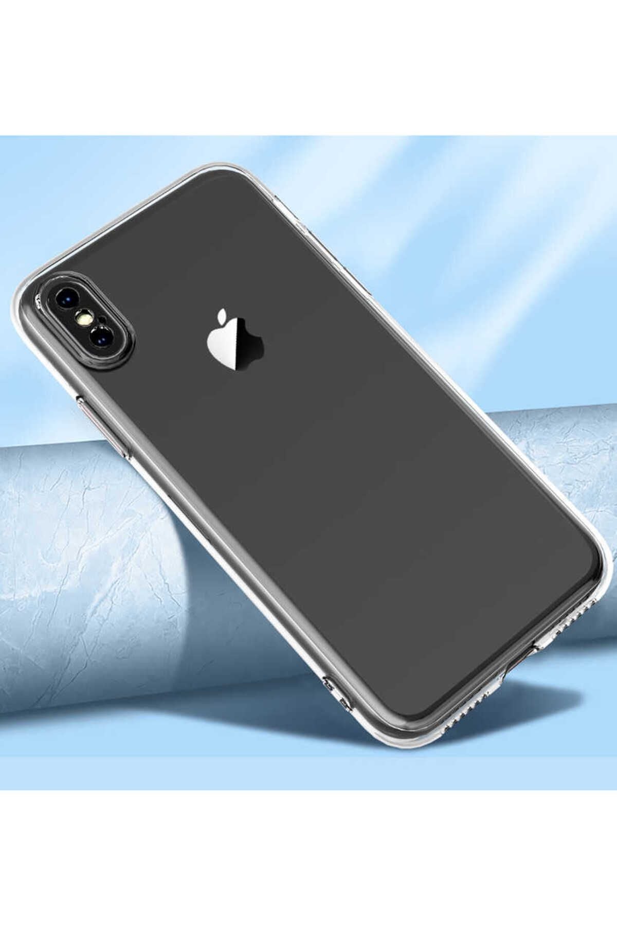 iPhone XS Max 6.5 Kılıf RNTC Kamera Korumalı Süper Silikon Kapak - Renksiz
