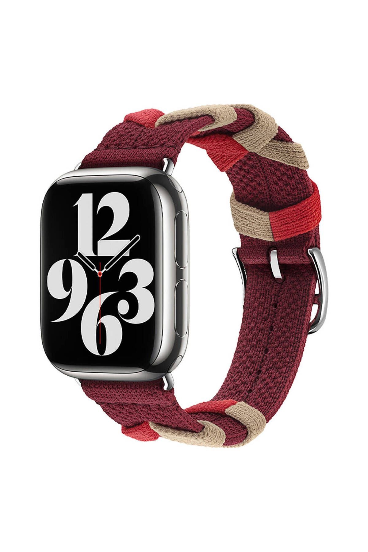 Watch 44mm Uyumlu CLO- KRD-97 Sarmal Örgü Tasarımlı Kordon-Koyu Siyah