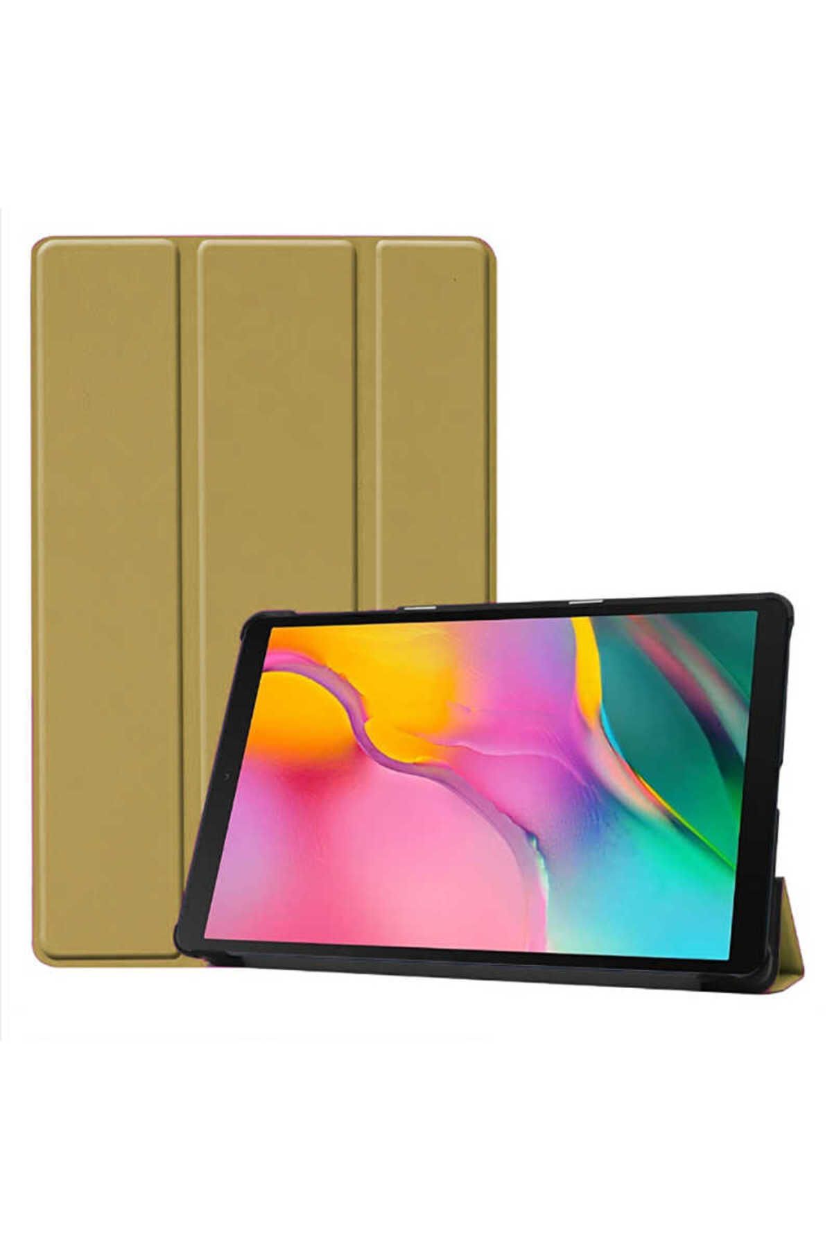 Galaxy T720 Tab S5E Uyumlu Zore Smart Cover Standlı 1-1 Kılıf-Gold