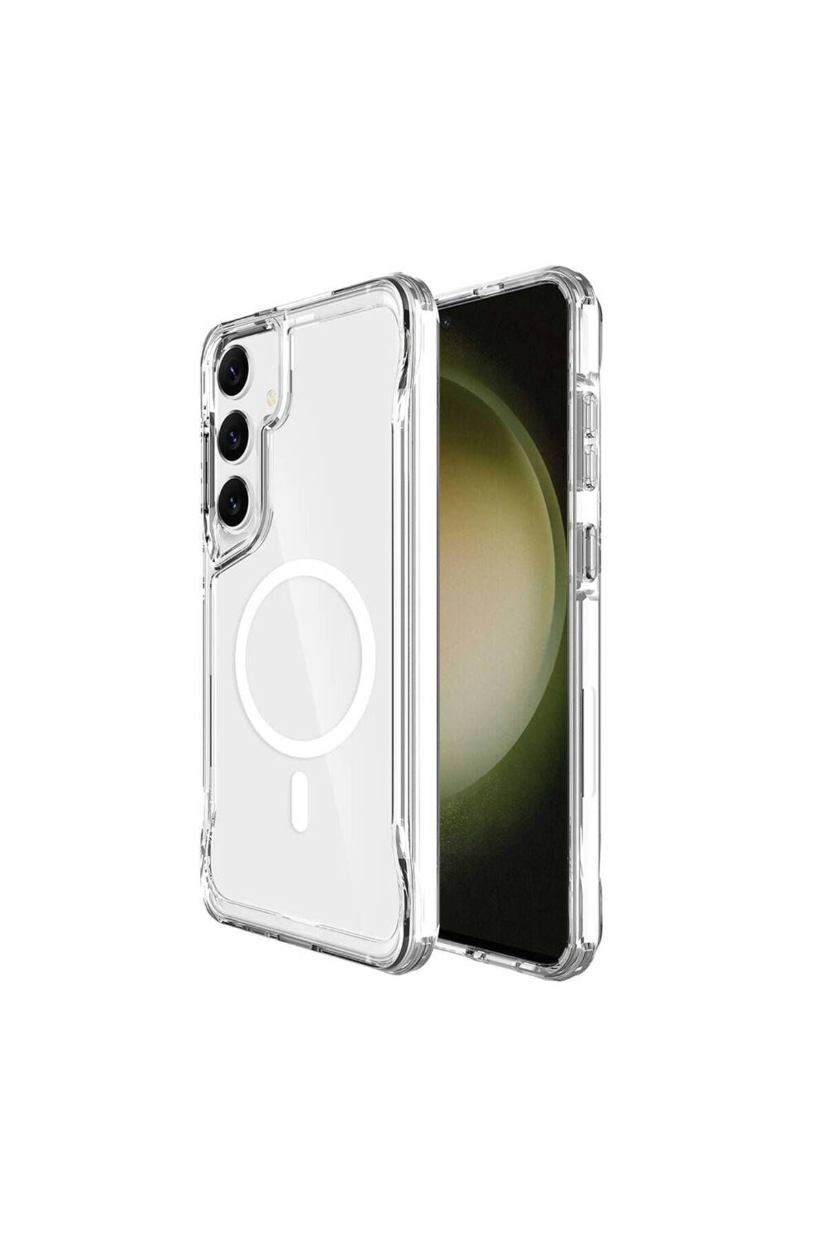 Galaxy S24 Plus Kılıf Zore Magsafe Şarj Özellikli T-Max Magsafe Kapak-Renksiz