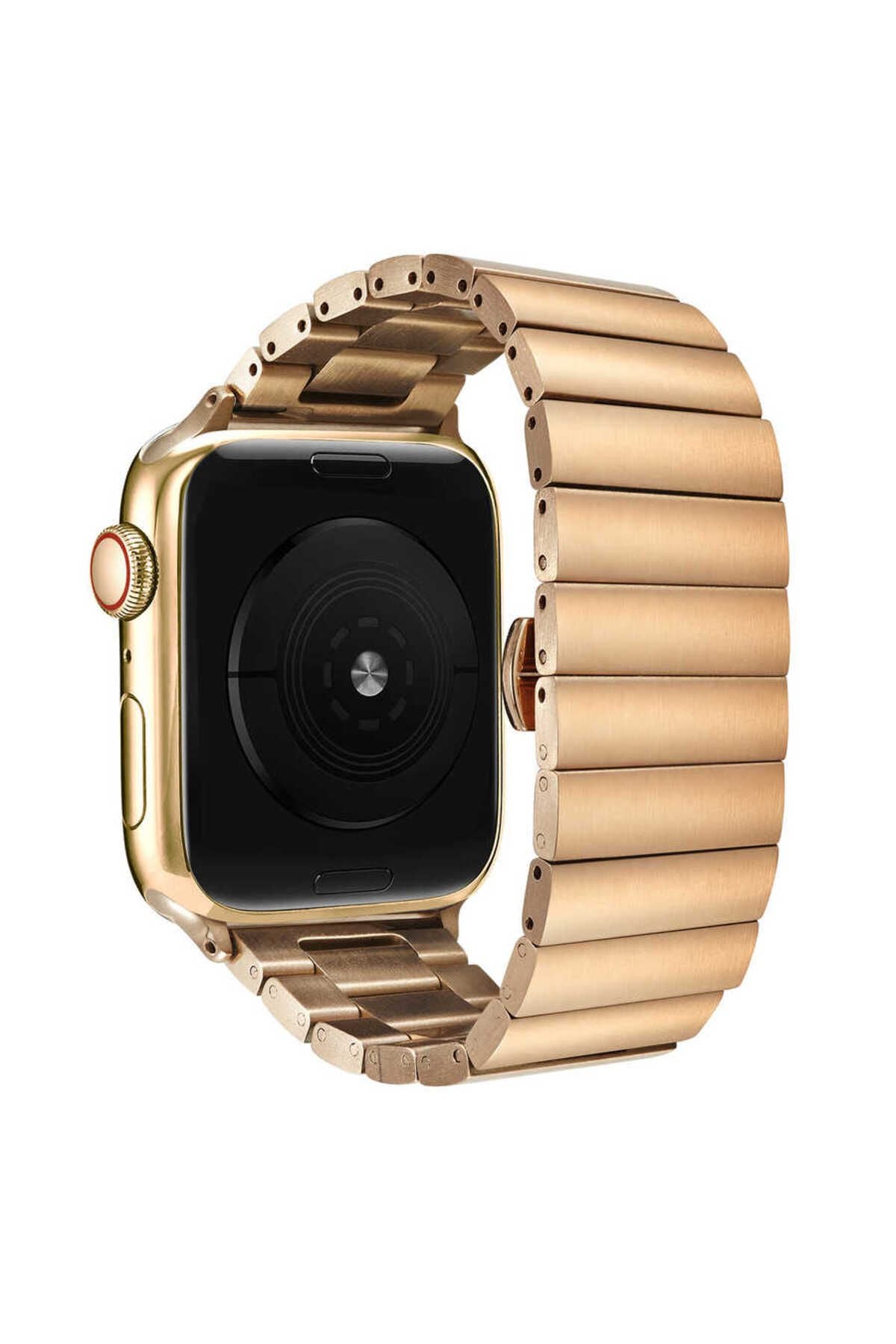 Watch Ultra 49mm Kordon Uyumlu KRD-41 Metal Strap Kayış CLO- Gold