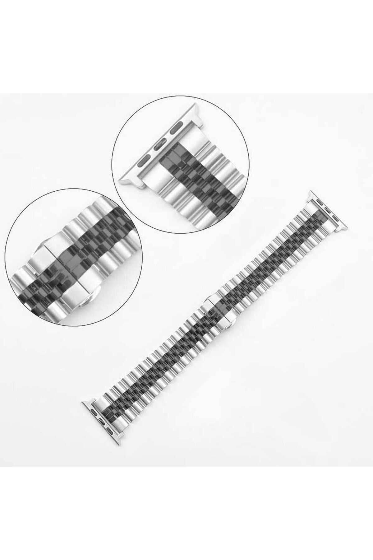 Watch Ultra 49mm Kordon Uyumlu KRD-36 Metal Strap Kayış CLO- Gümüş