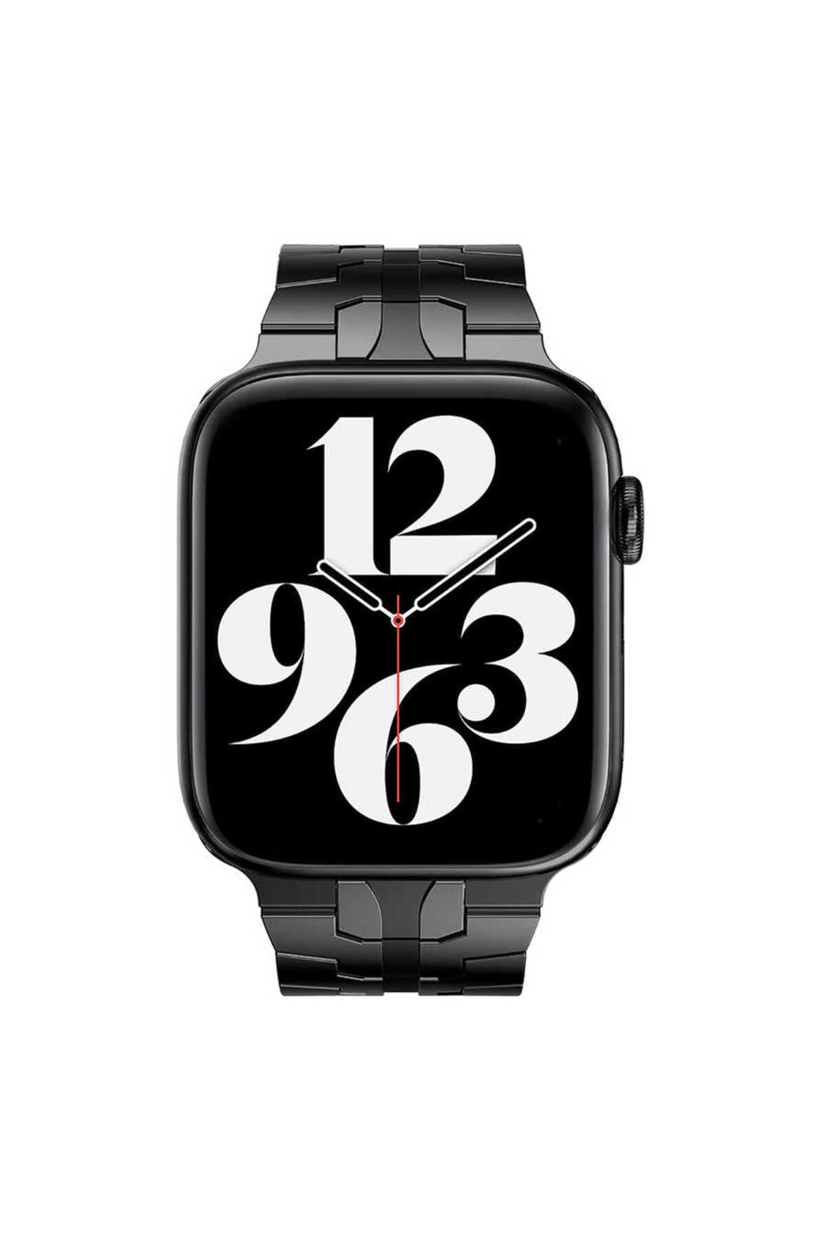 Watch Ultra 49mm Kordon Uyumlu KRD-63 Metal Strap Kayış CLO- Siyah