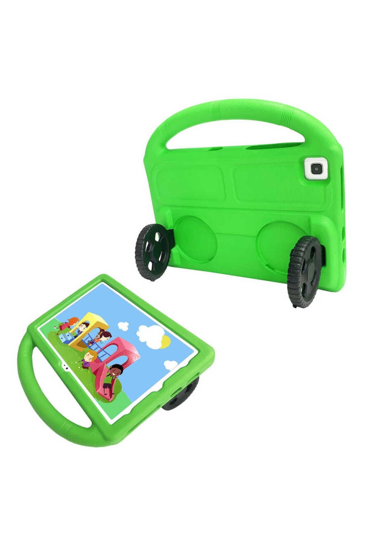 Galaxy Tab A7 10.4 T500 2020  Uyumlu Zore Wheel Car Tekerlek Standlı Tablet Eva Silikon Kılıf-Mavi