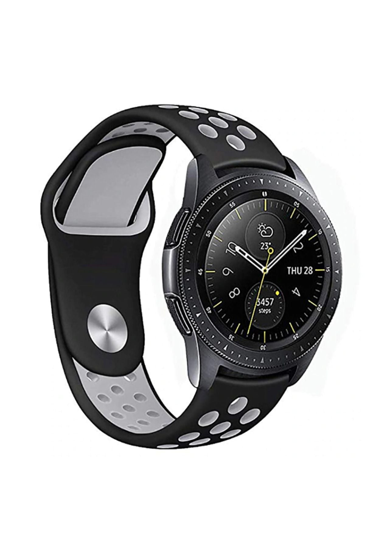 Galaxy Watch 46mm (22mm) KRD-02 Uyumlu Zore Kordon Beyaz-Siyah