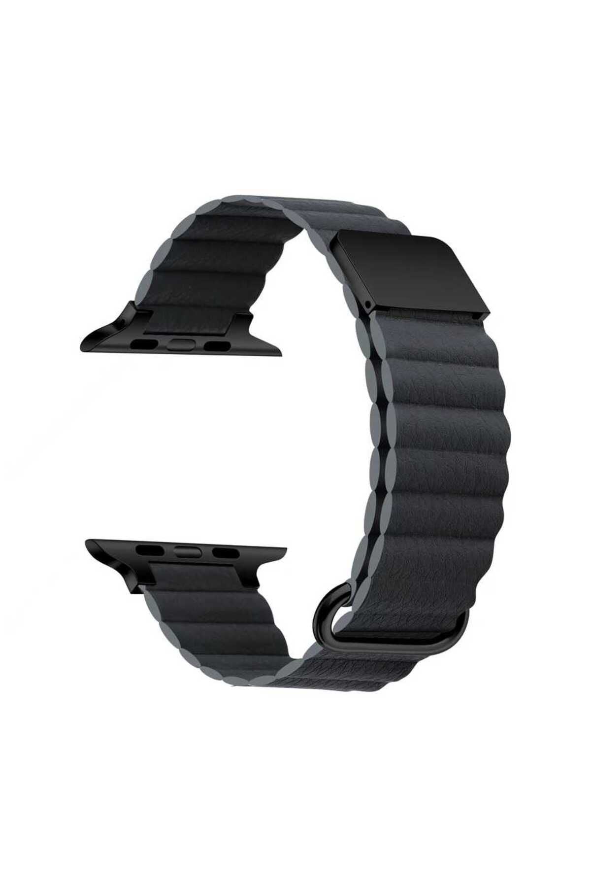 Watch Ultra 49mm Uyumlu KRD-78 PU Deri Kordon Strap Kayış CLO- Turuncu