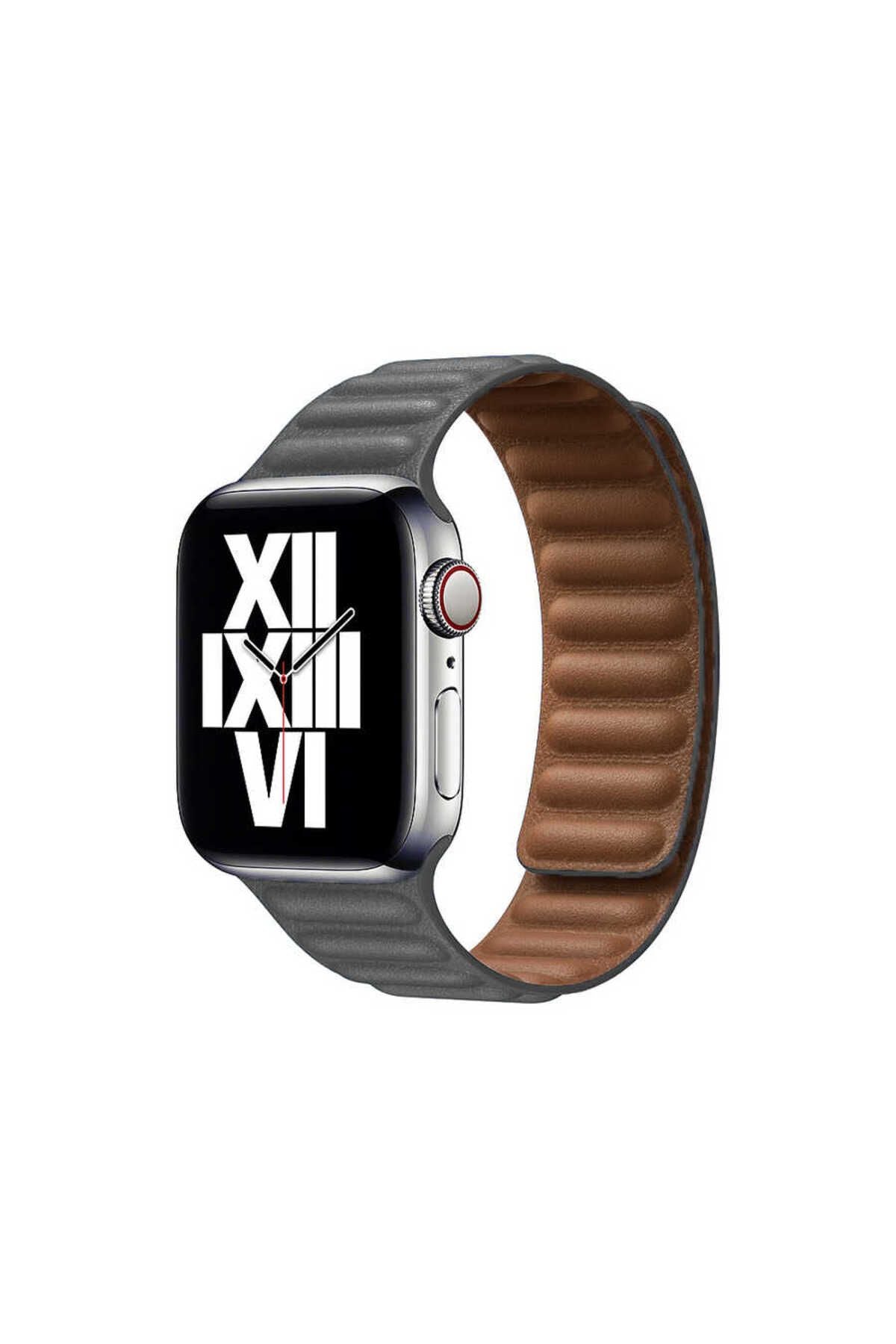 Watch Ultra 49mm Kordon Uyumlu KRD-34 Deri Strap Kayış CLO- Lacivert