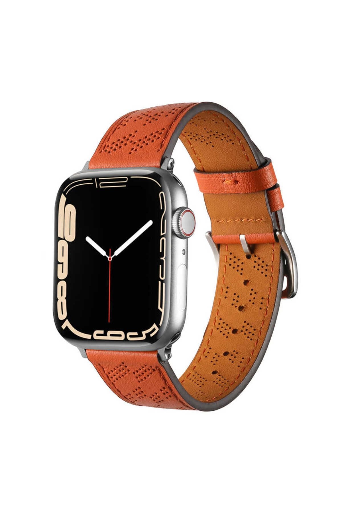 Watch Ultra 49mm Uyumlu KRD-76 PU Deri Kordon Strap Kayış CLO- Koyu Yeşil