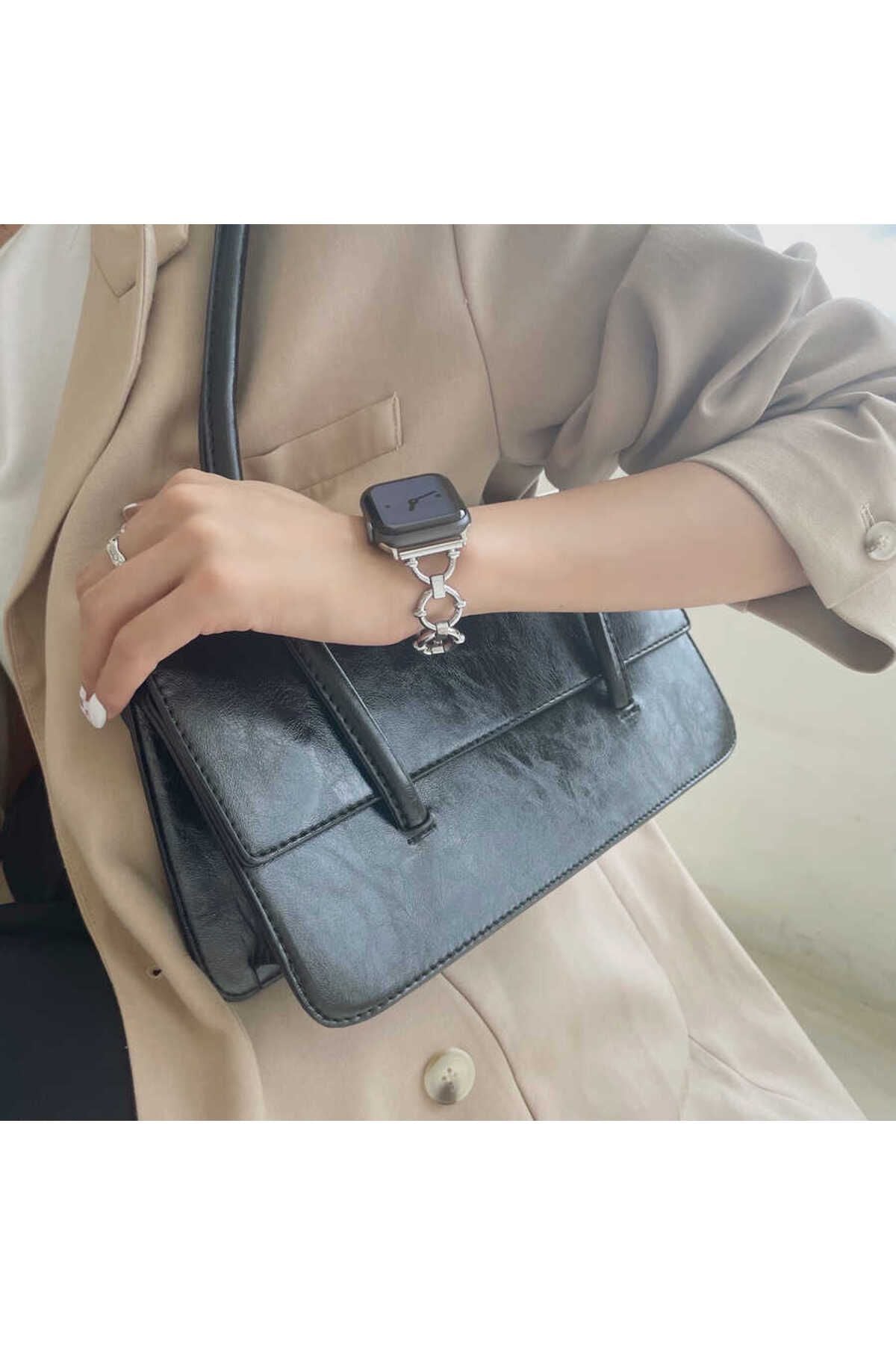 Watch Ultra 49mm Kordon Uyumlu KRD-56 Metal Strap Kayış CLO- Gümüş