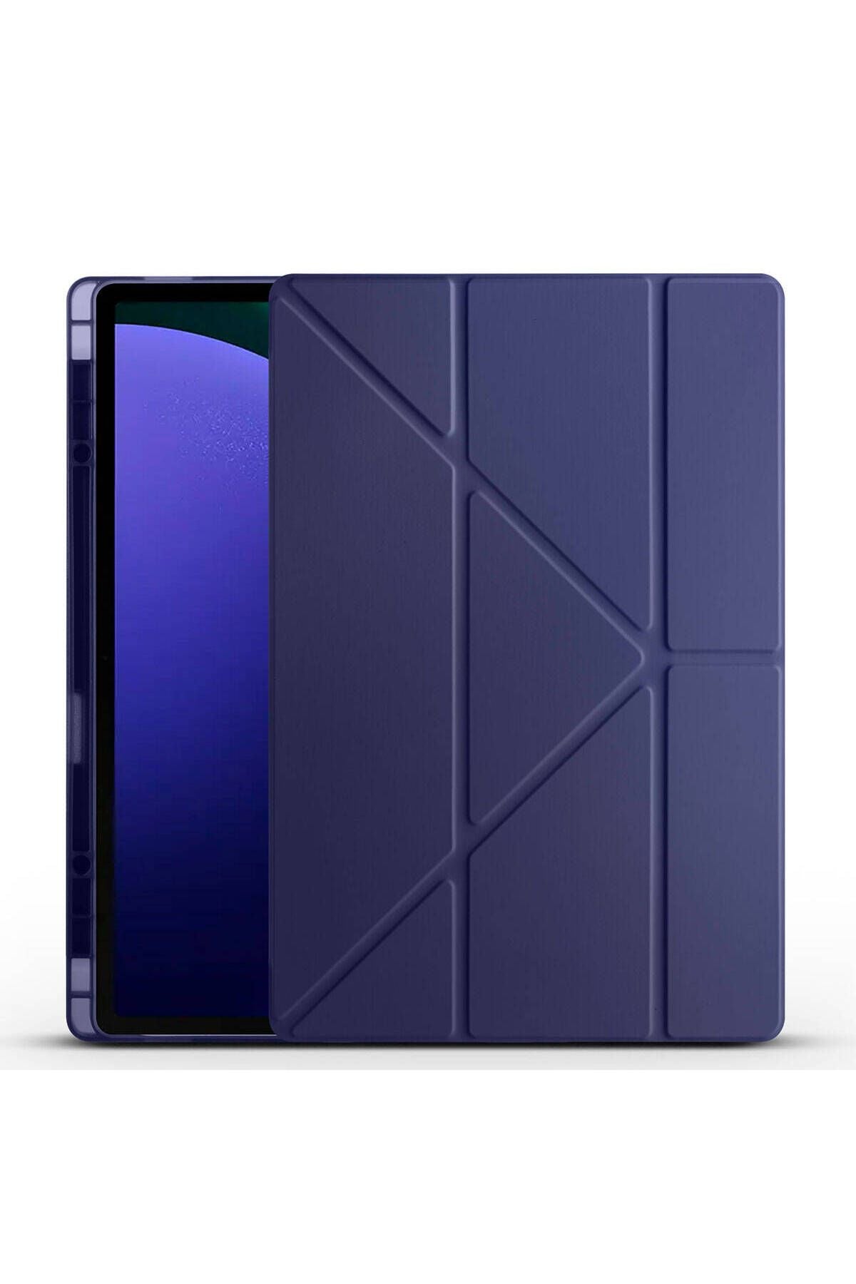 Galaxy Tab S9 Ultra Kılıf  Uyumlu Zore Tri Folding Kalem Bölmeli Standlı Kılıf-Rose Gold
