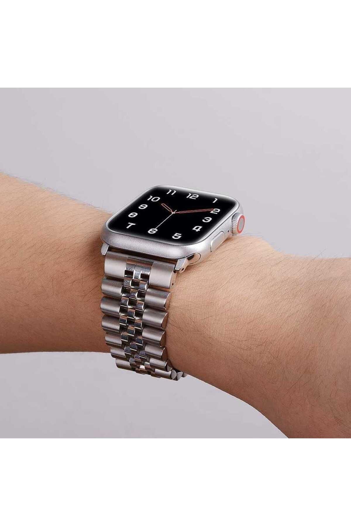Watch Ultra 49mm Kordon Uyumlu KRD-36 Metal Strap Kayış CLO- Gümüş