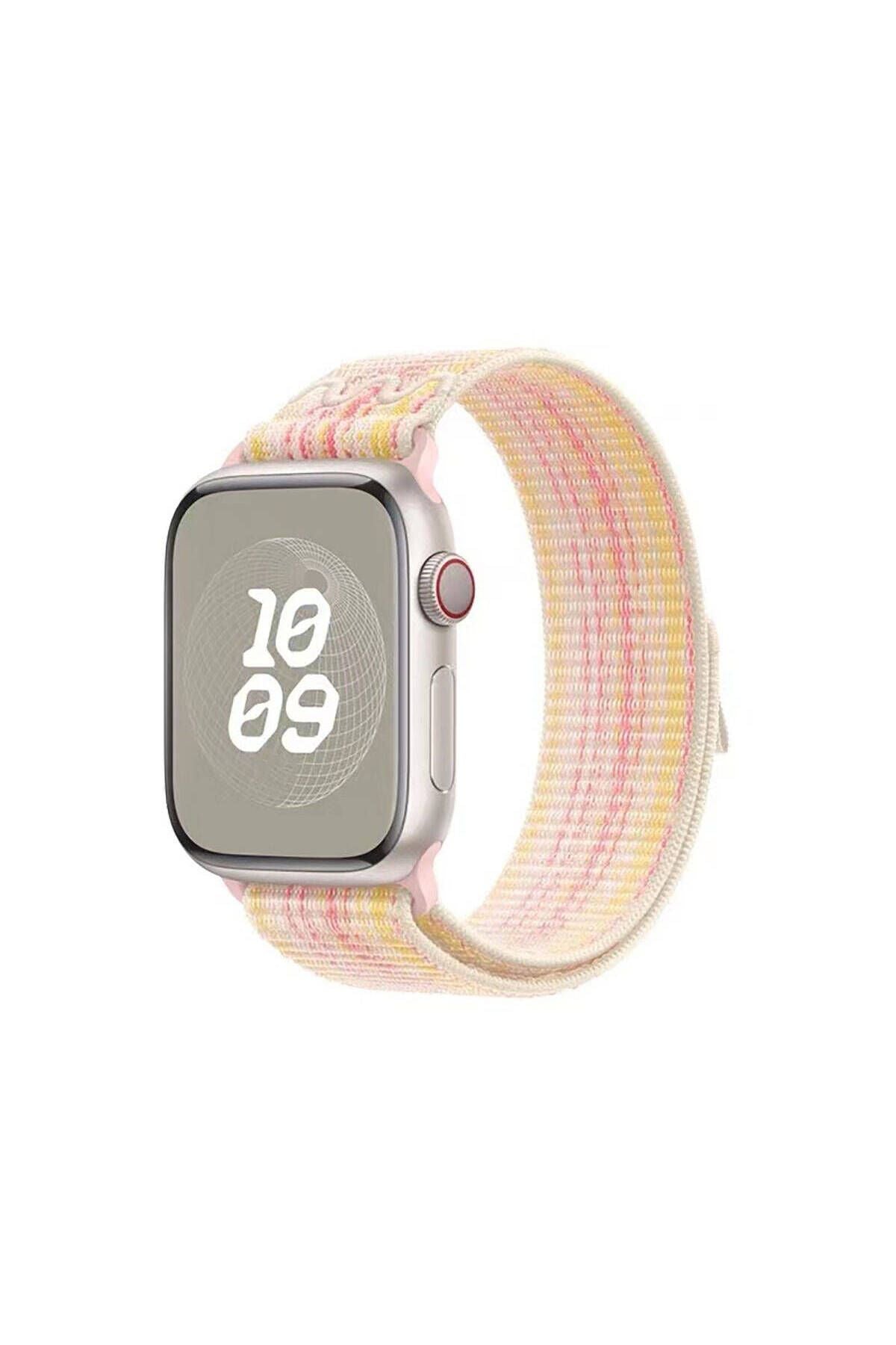 Watch 7 45mm Uyumlu KRD-91 Hasır Kordon Strap Kayış CLO- Pembe