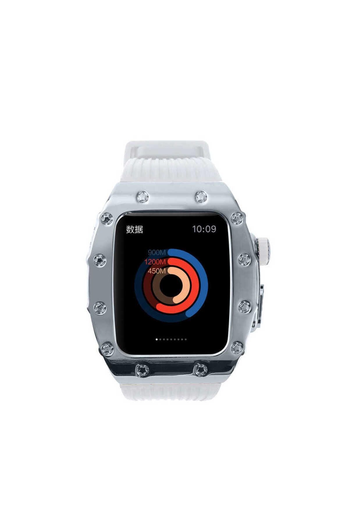 Watch 7 45mm Uyumlu KRD-65 Zore Kordon-Beyaz-Siyah