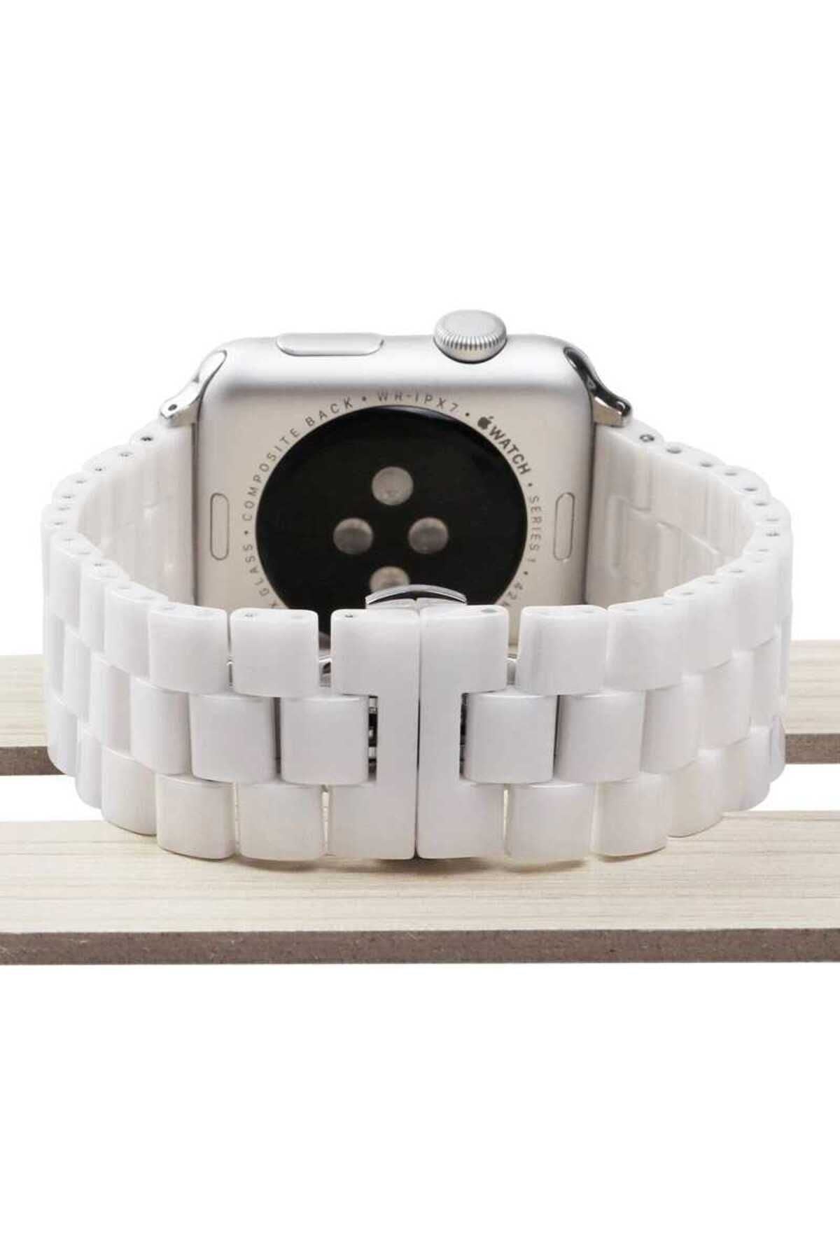 Watch Ultra 49mm Kordon Uyumlu KRD-15 Metal Strap Kayış CLO- Beyaz