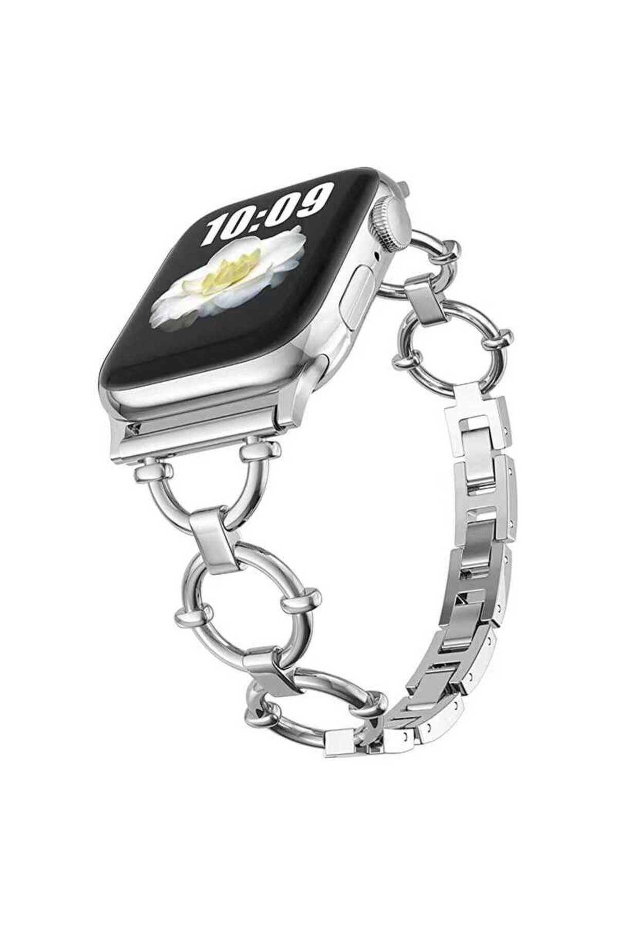 Watch Ultra 49mm Kordon Uyumlu KRD-56 Metal Strap Kayış CLO- Gümüş