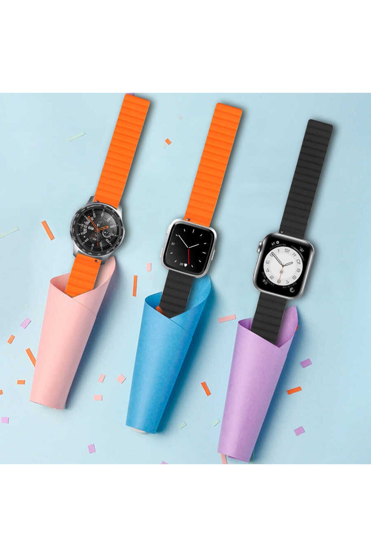 Galaxy Watch Active 2 44mm Uyumlu KRD-52 Kordon BLT Siyah-Kırmızı