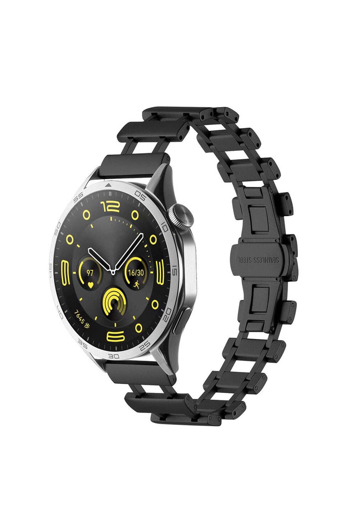 Galaxy Watch 46mm Uyumlu CLO- KRD-96 22mm Metal Kordon-Siyah