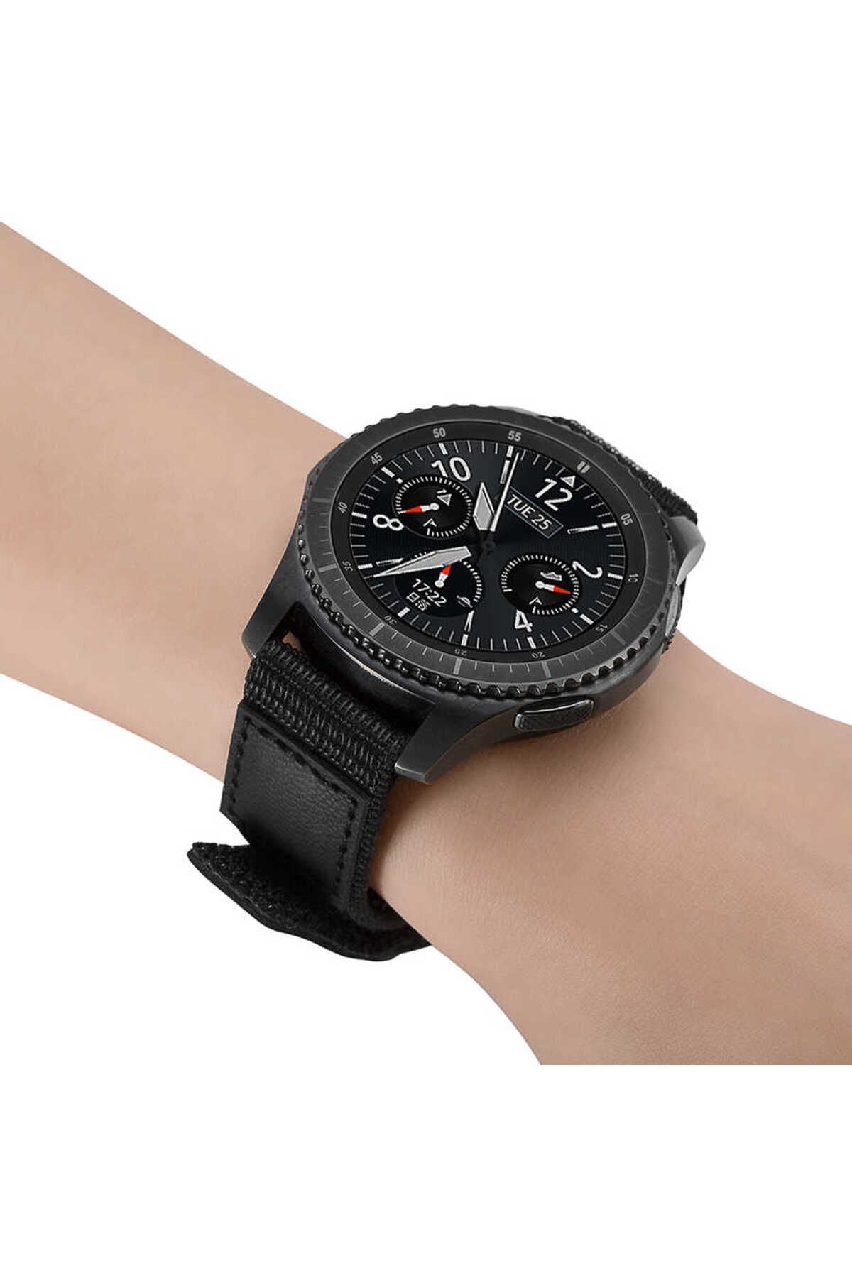 Galaxy Watch 46mm (22mm) Magic Nylon Zore Kordon-Siyah