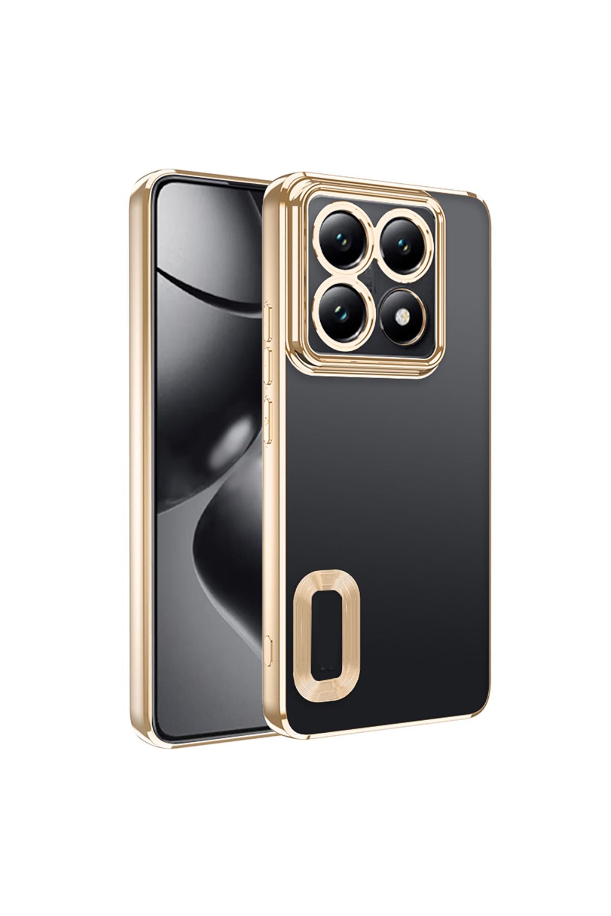 14T Pro Kılıf Kamera Korumalı Logo Gösteren Zore Omega Kapak - Gold