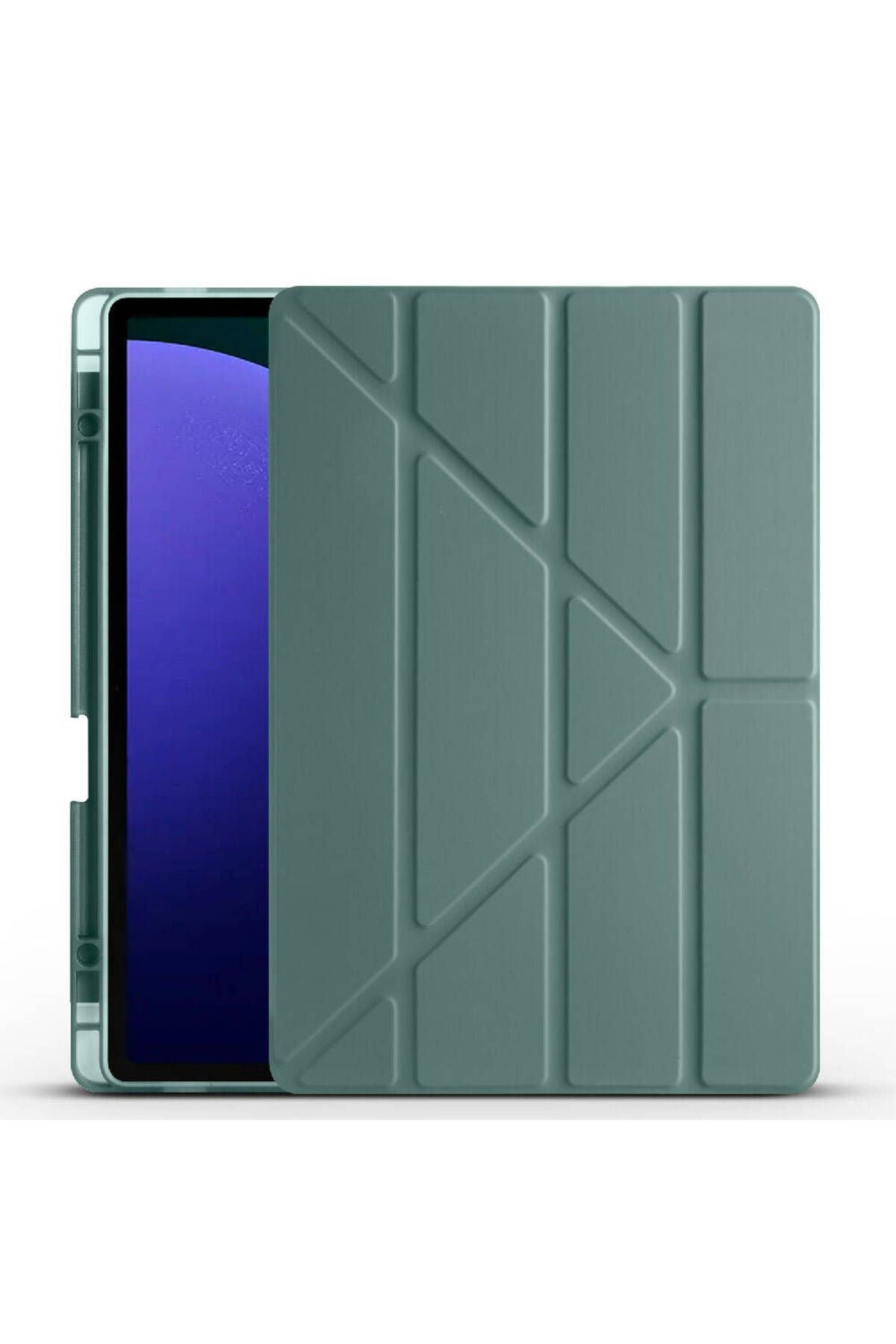 Galaxy Tab S9 Plus Kılıf  Uyumlu Zore Tri Folding Kalem Bölmeli Standlı Kılıf-Mor