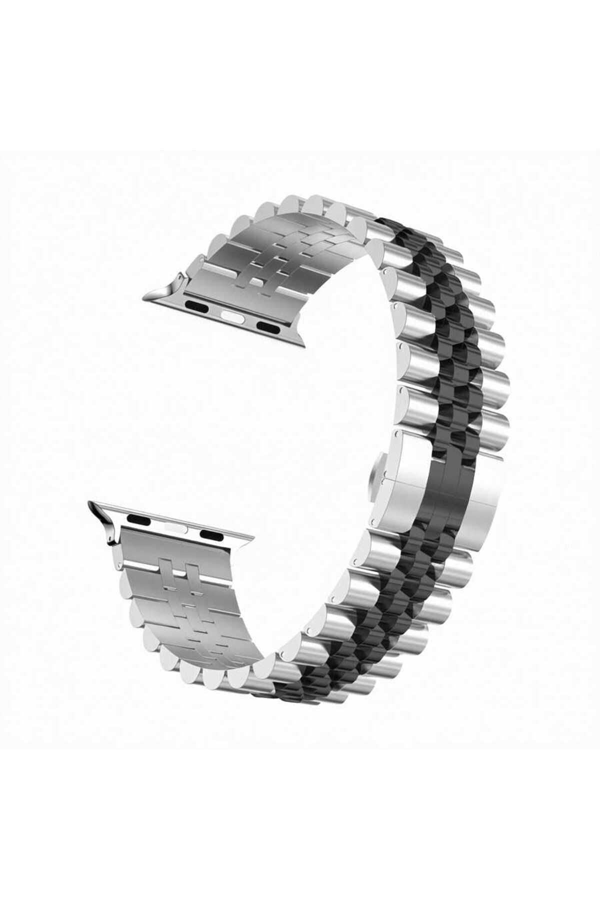 Watch Ultra 49mm Kordon Uyumlu KRD-36 Metal Strap Kayış CLO- Gümüş